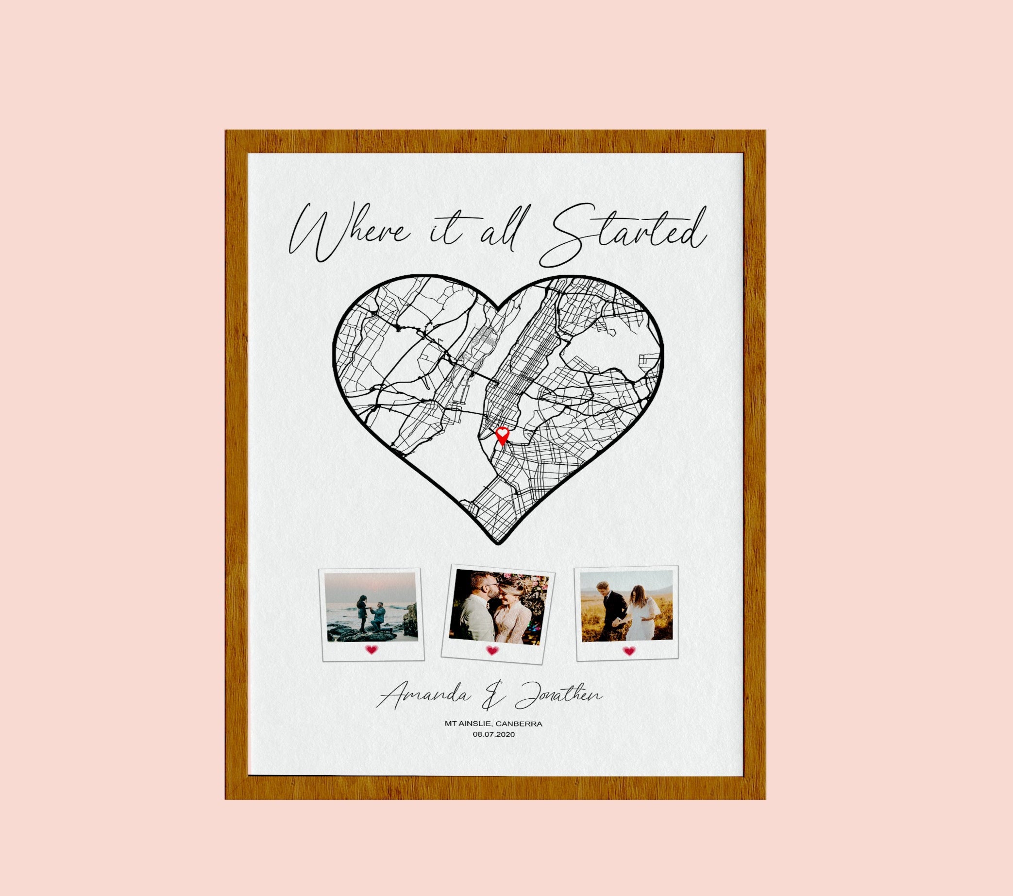Our First Date Memory, The Night We Met, Where We Met, Custom Heart Map, Custom Map Personalized