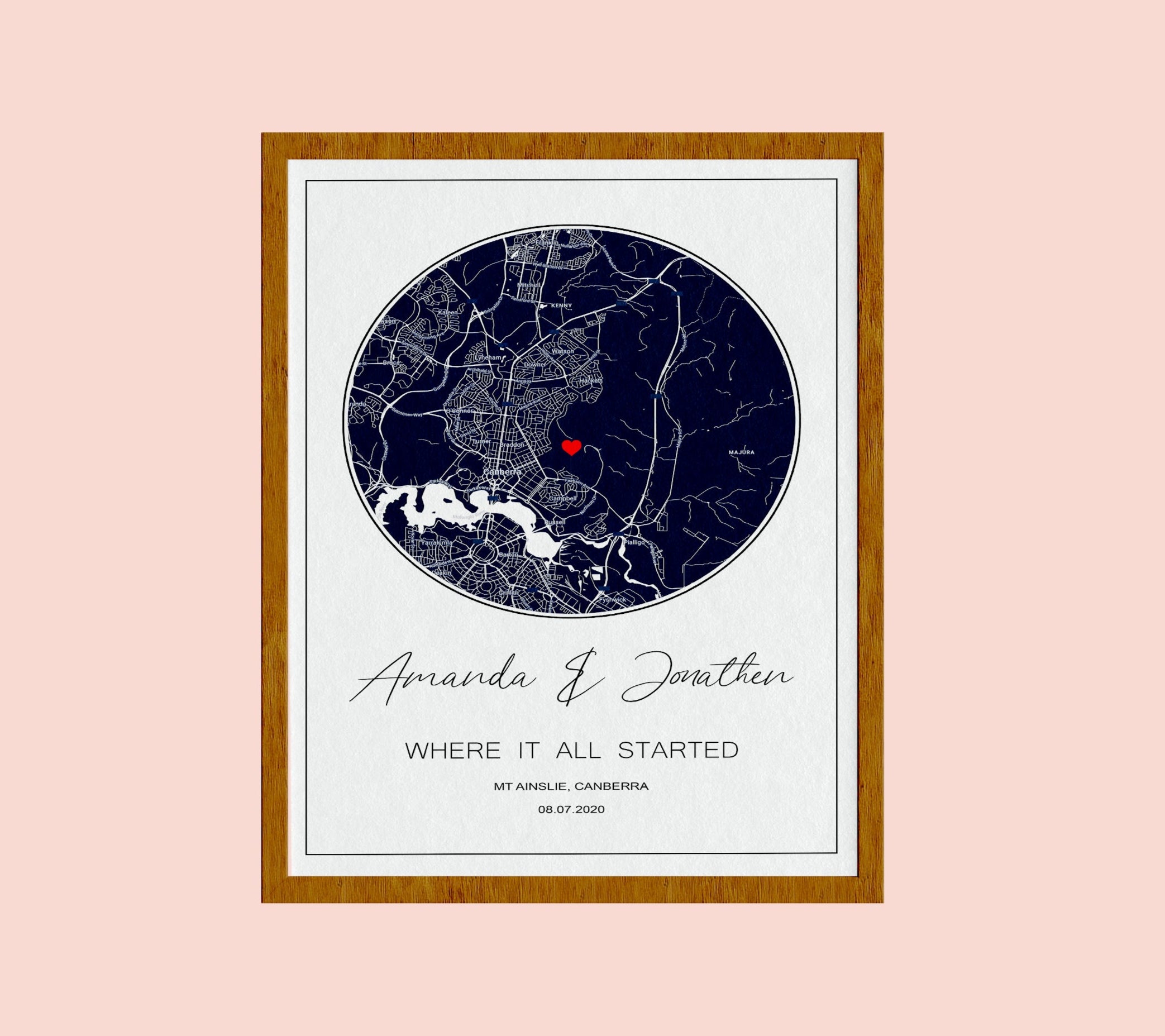 Where We Met Map/ Where it all began/ Couple Map Personalized Anniversary Gift