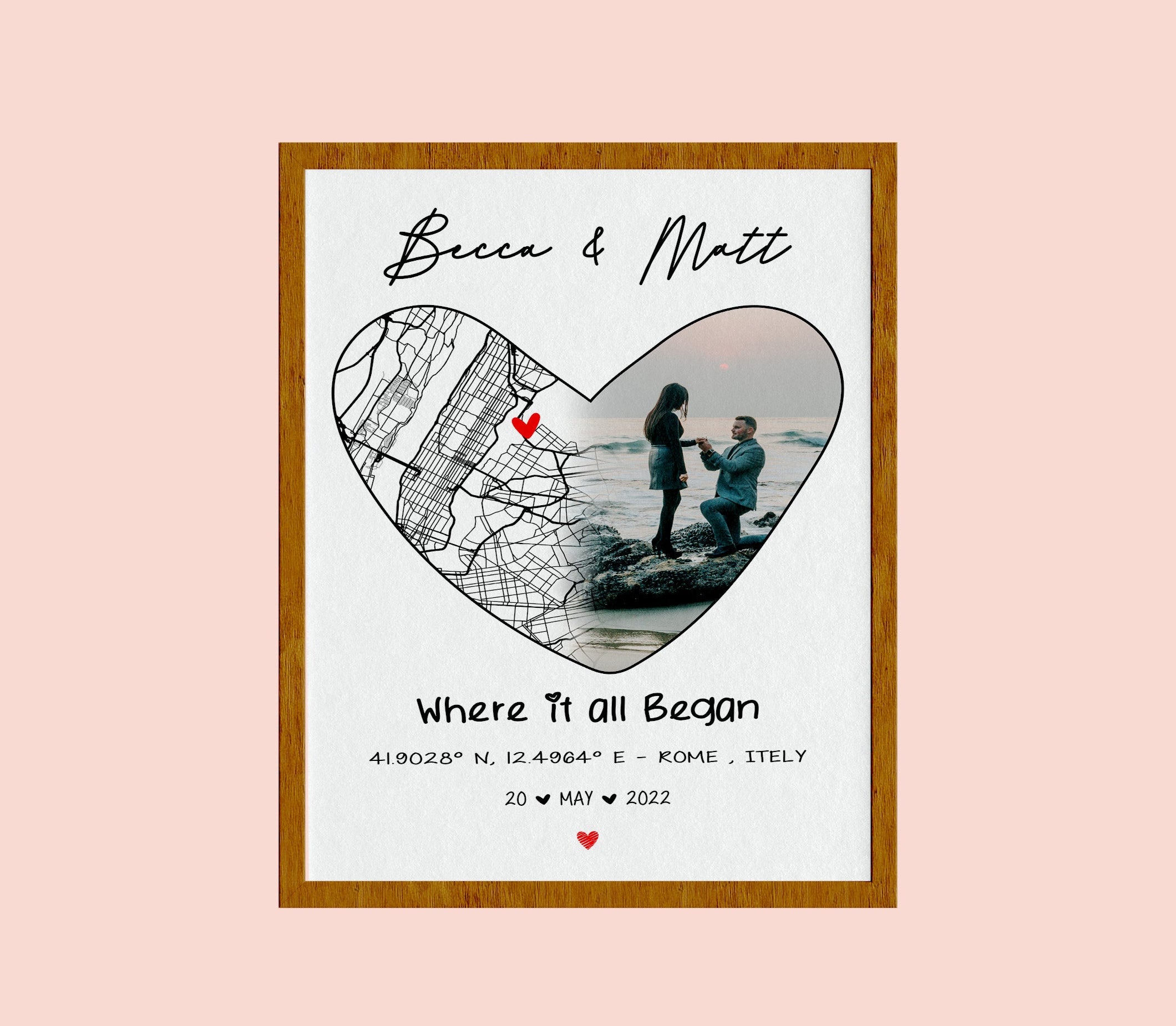 Anniversary Gifts, Where it all began, Where We Met Map, Custom Map Print