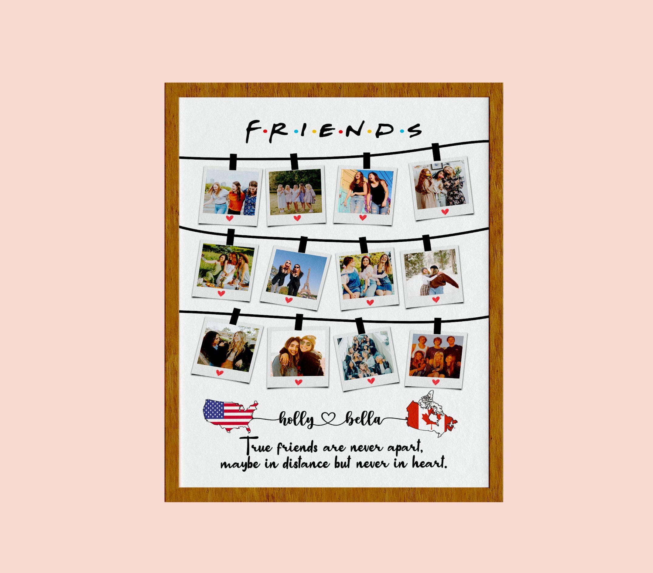 Long distance Personalized Two Map Location gift Best Friend , Bestie Photo collage gift ideas