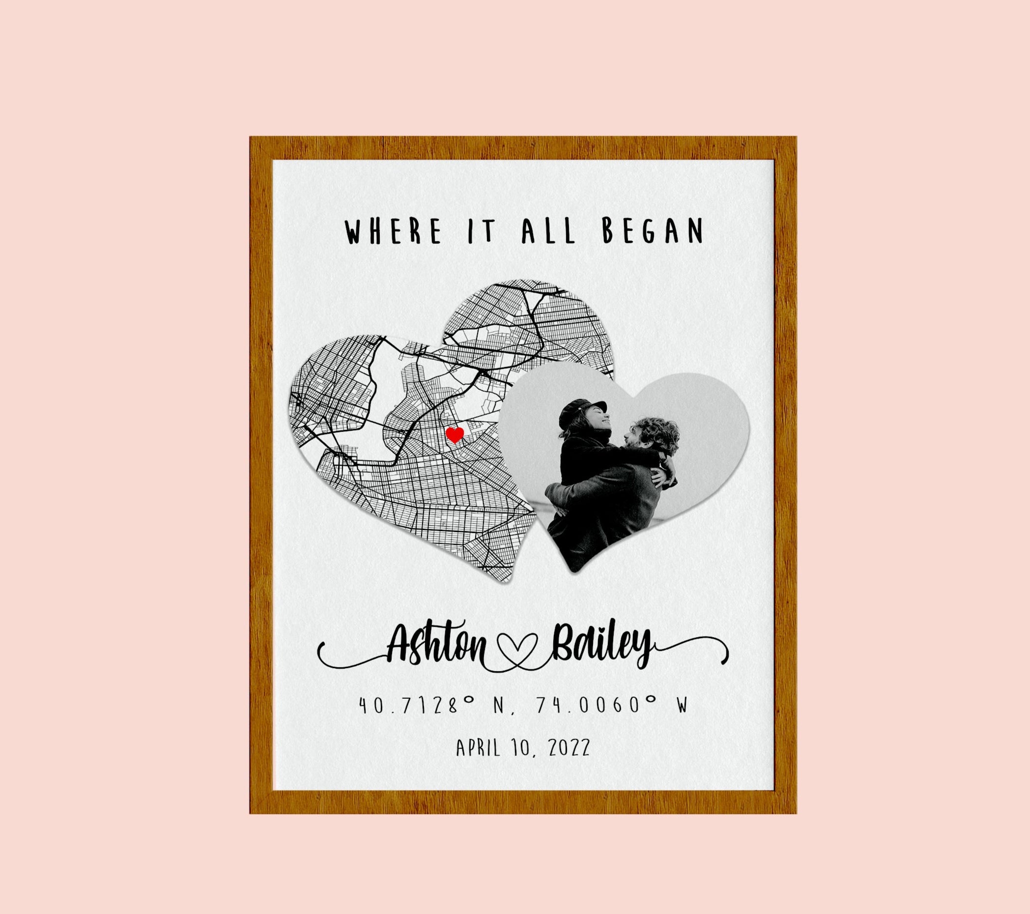 Where We Met Map/ Where it all began/ Couple Map/ Personalized Map/ Custom Map/ Anniversary Gift