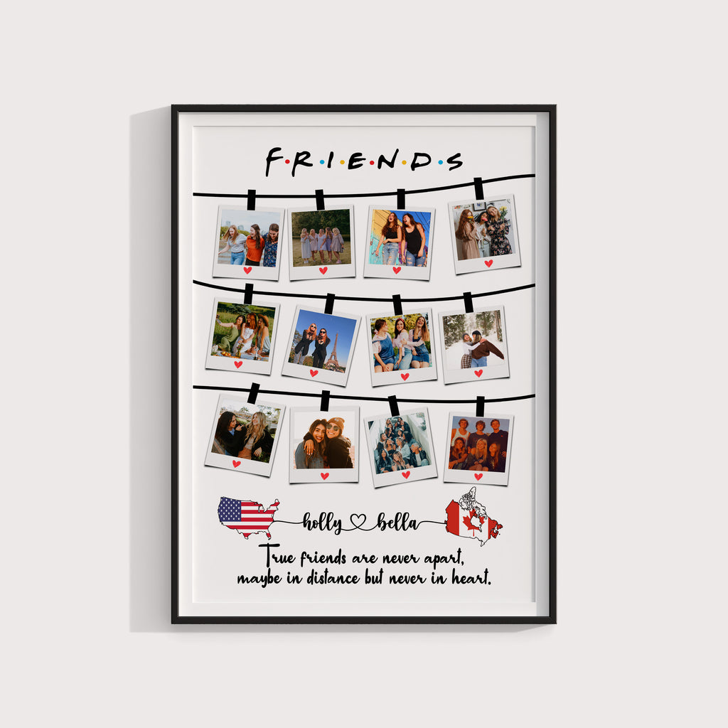Long distance Personalized Two Map Location gift Best Friend , Bestie Photo collage gift ideas