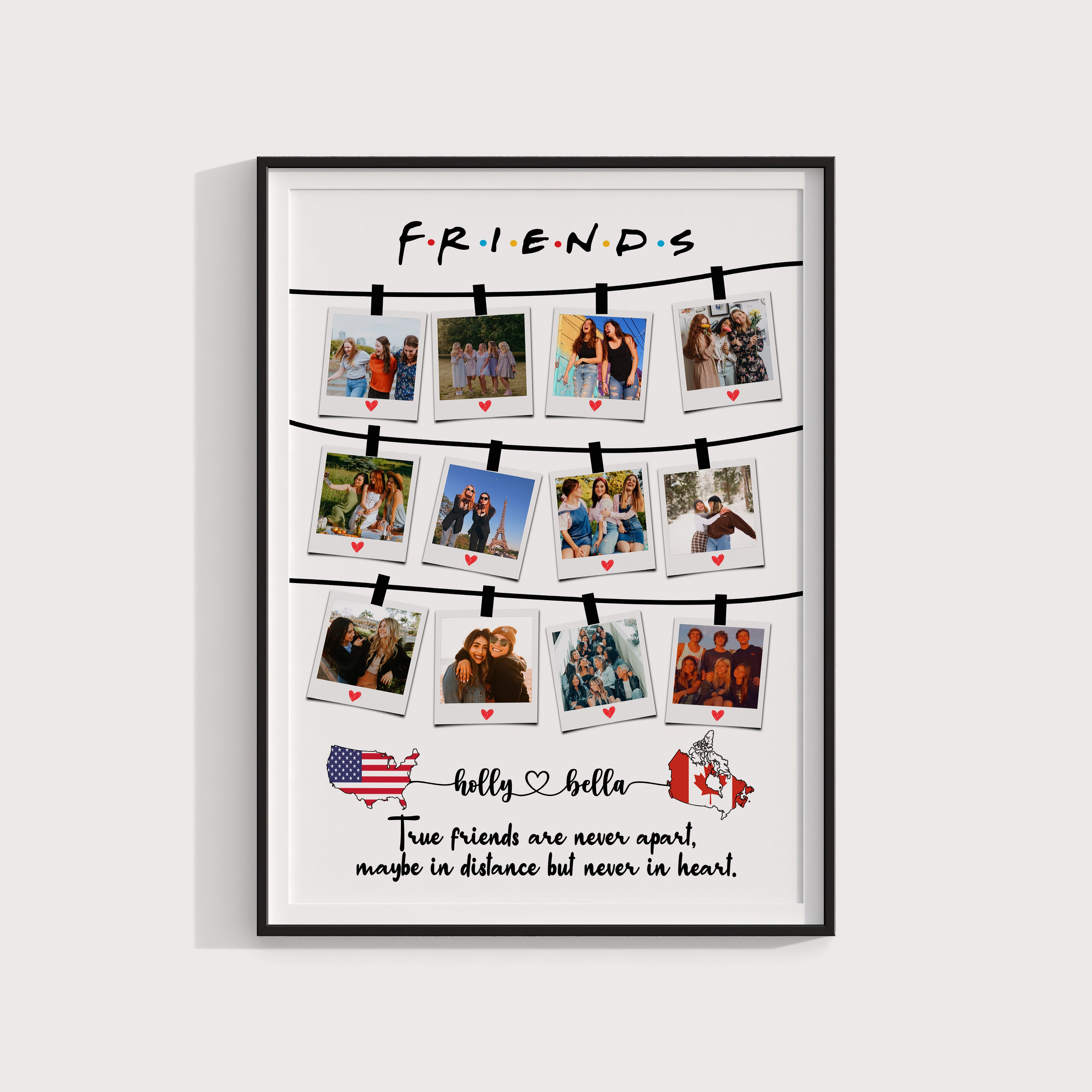 Long distance Personalized Two Map Location gift Best Friend , Bestie Photo collage gift ideas