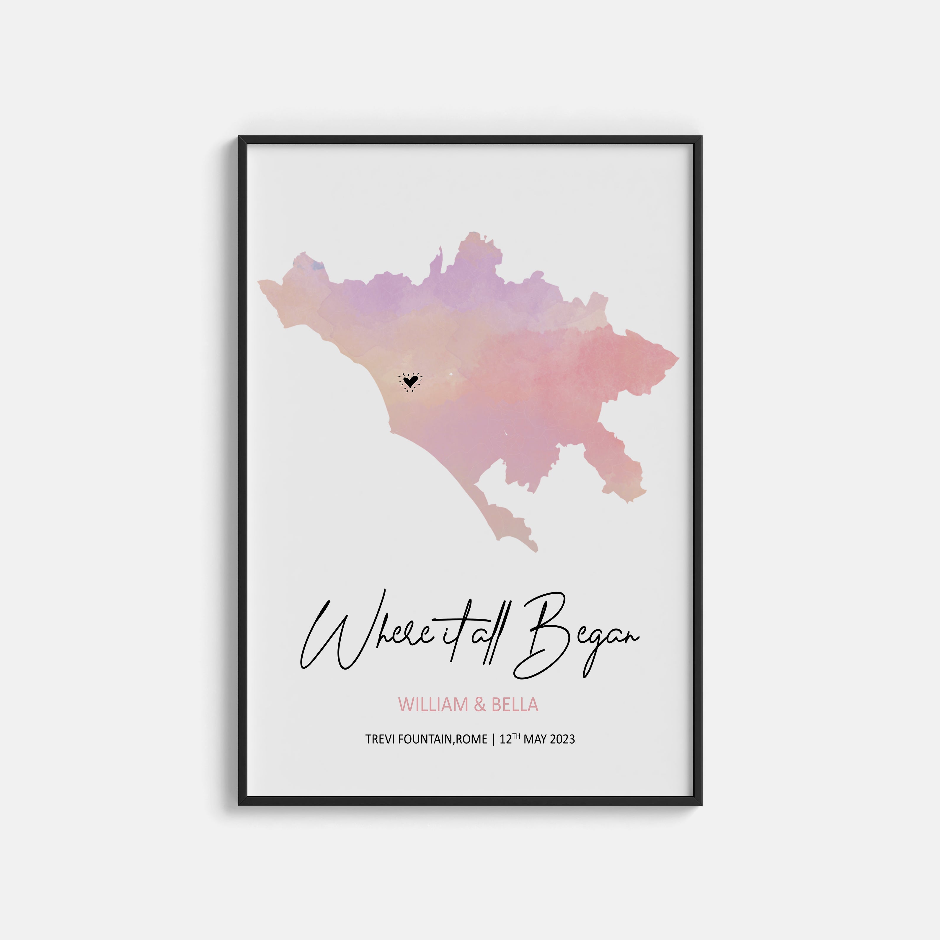 Where it all began, Where We Met Map, Custom Map Print, Birthday Gift, Anniversary Gift