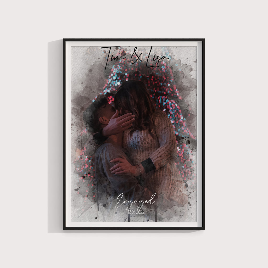 Watercolor Couple Portrait from Photo, Custom Anniversary Gift for Wife, Husband, Parents, Unique Wall Art