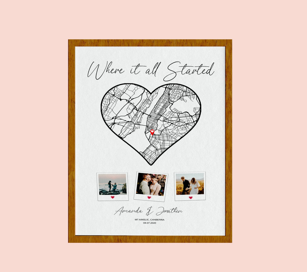 Our First Date Memory, The Night We Met, Where We Met, Custom Heart Map, Custom Map Personalized