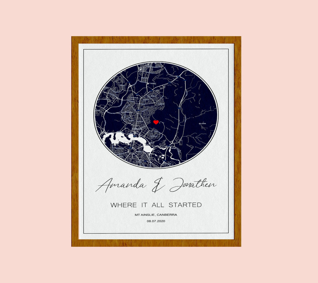 Where We Met Map/ Where it all began/ Couple Map Personalized Anniversary Gift