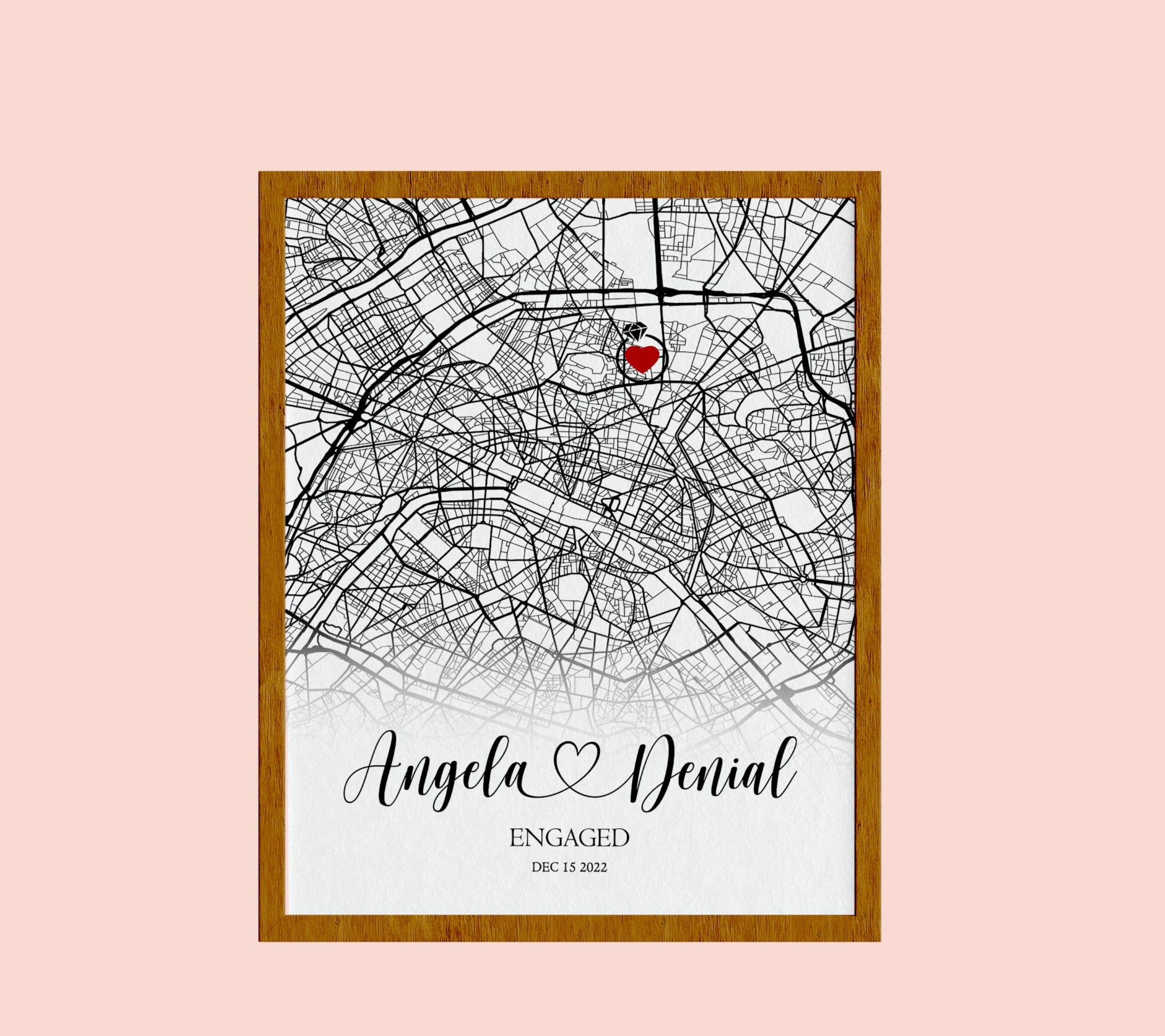 Personalised Engagement Map Present | Gift for Engaged Couple | Just Engaged Special Place Gift