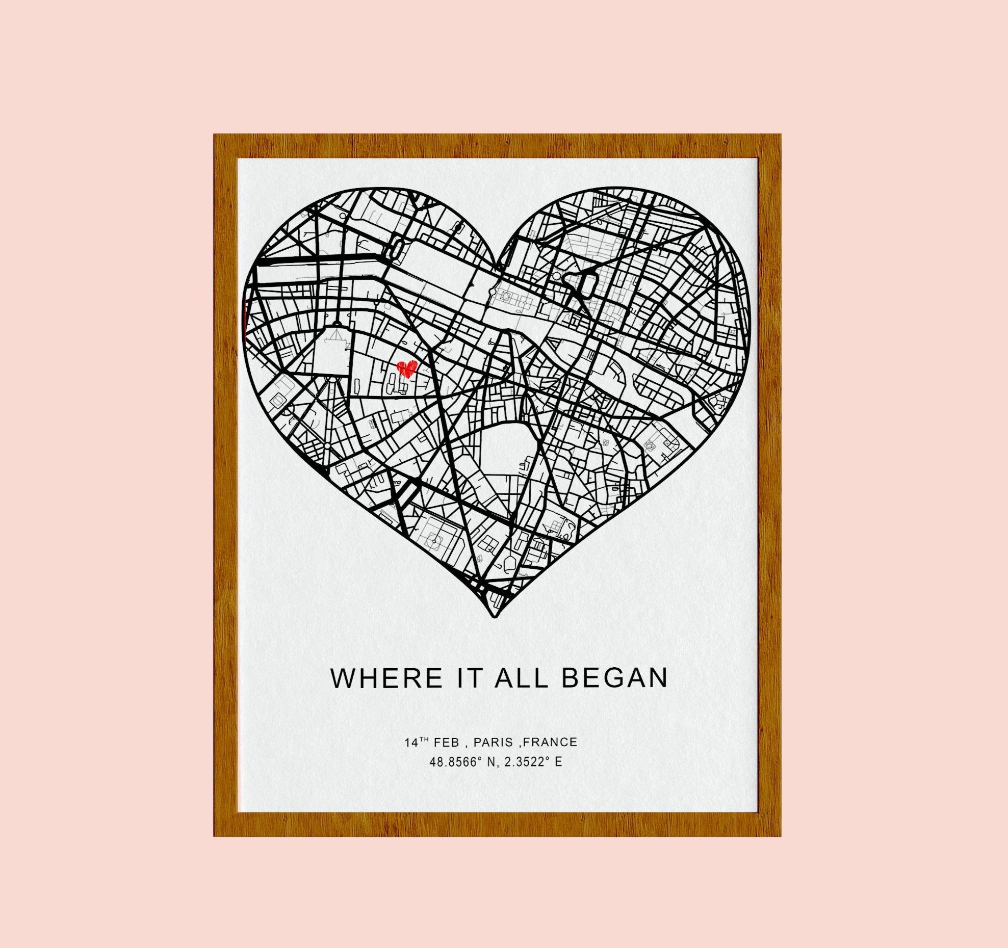 Anniversary Gifts, Where it all began, Where We Met Map, Custom Map Print, Birthday Gifts for her