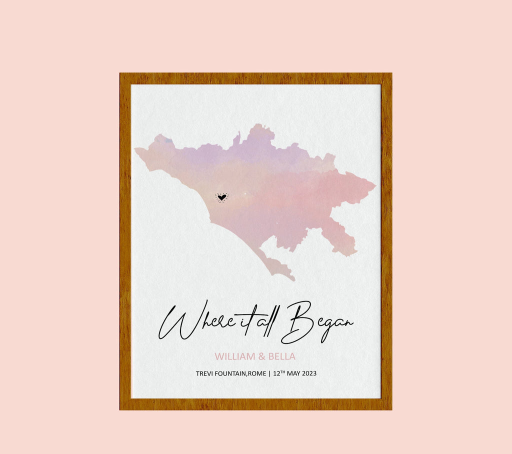 Where it all began, Where We Met Map, Custom Map Print, Birthday Gift, Anniversary Gift