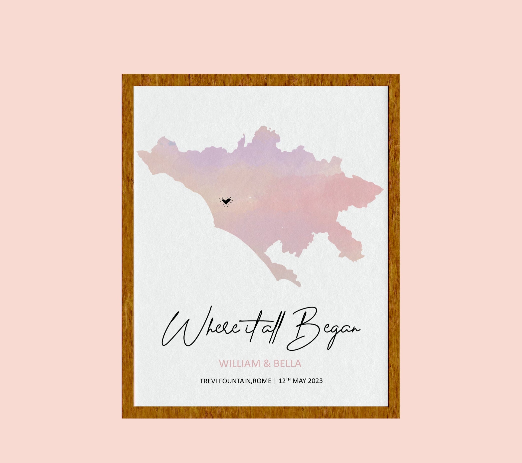 Where it all began, Where We Met Map, Custom Map Print, Birthday Gift, Anniversary Gift