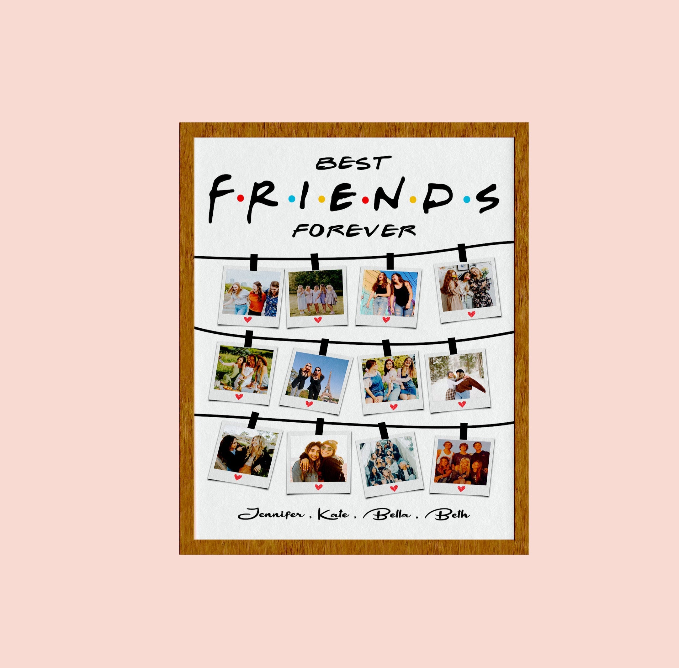 Friends photo collage, personalized gift, custom photo frame, best friend memories, birthday gift