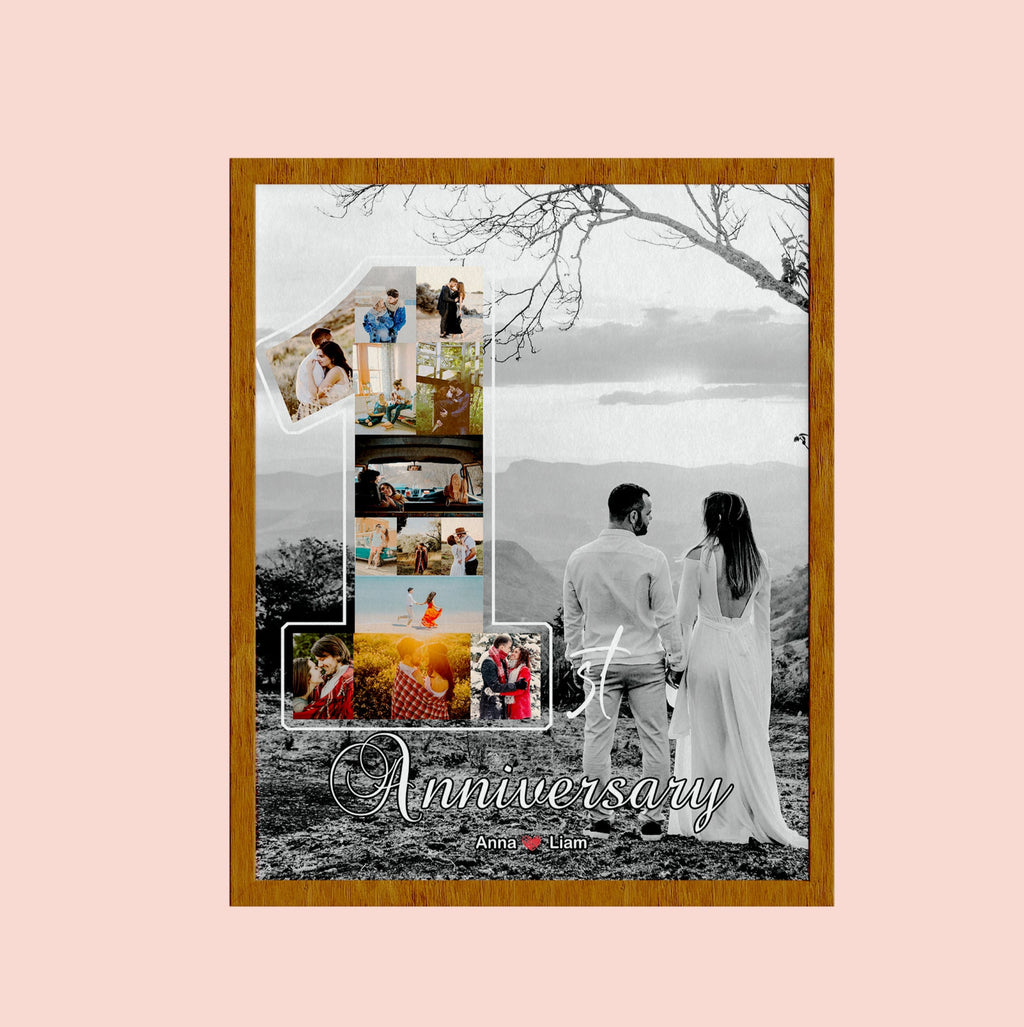 1st Anniversary Custom Photo Collage, 1 Year Wedding Gift for Husband, One Year Anniversary Gift for Boyfriend, First Anniversary Gift