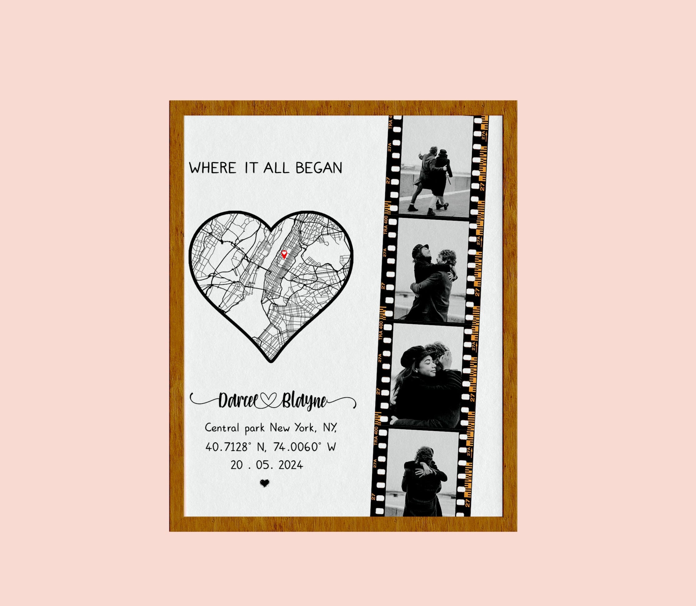Engagement Gift | Engagement Map Print | Couples Gift | Personalised Map Print