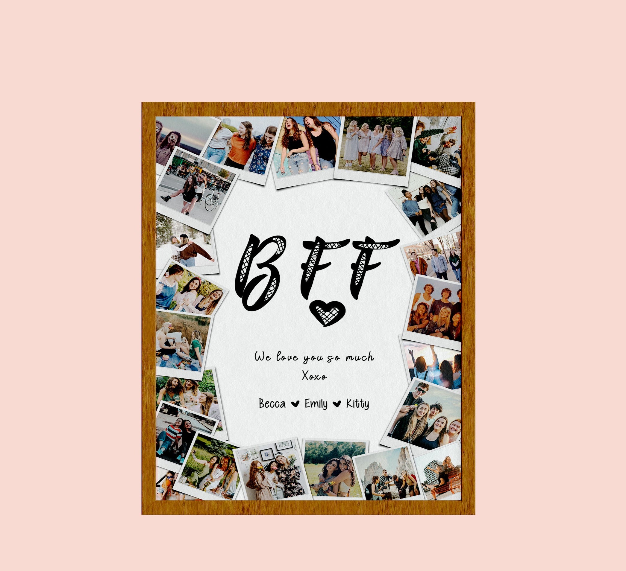 Custom BFF Photo Collage Gift, 25 Picture Best Friend Frame, Personalized Bestie Wall Art
