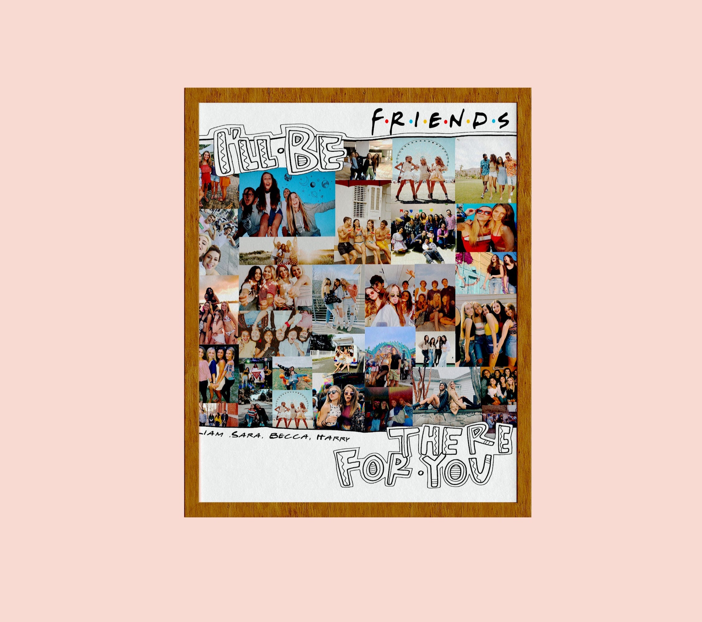 Best friend photo collage, personalized bff photo collage, best friend photo gift, bestie custom