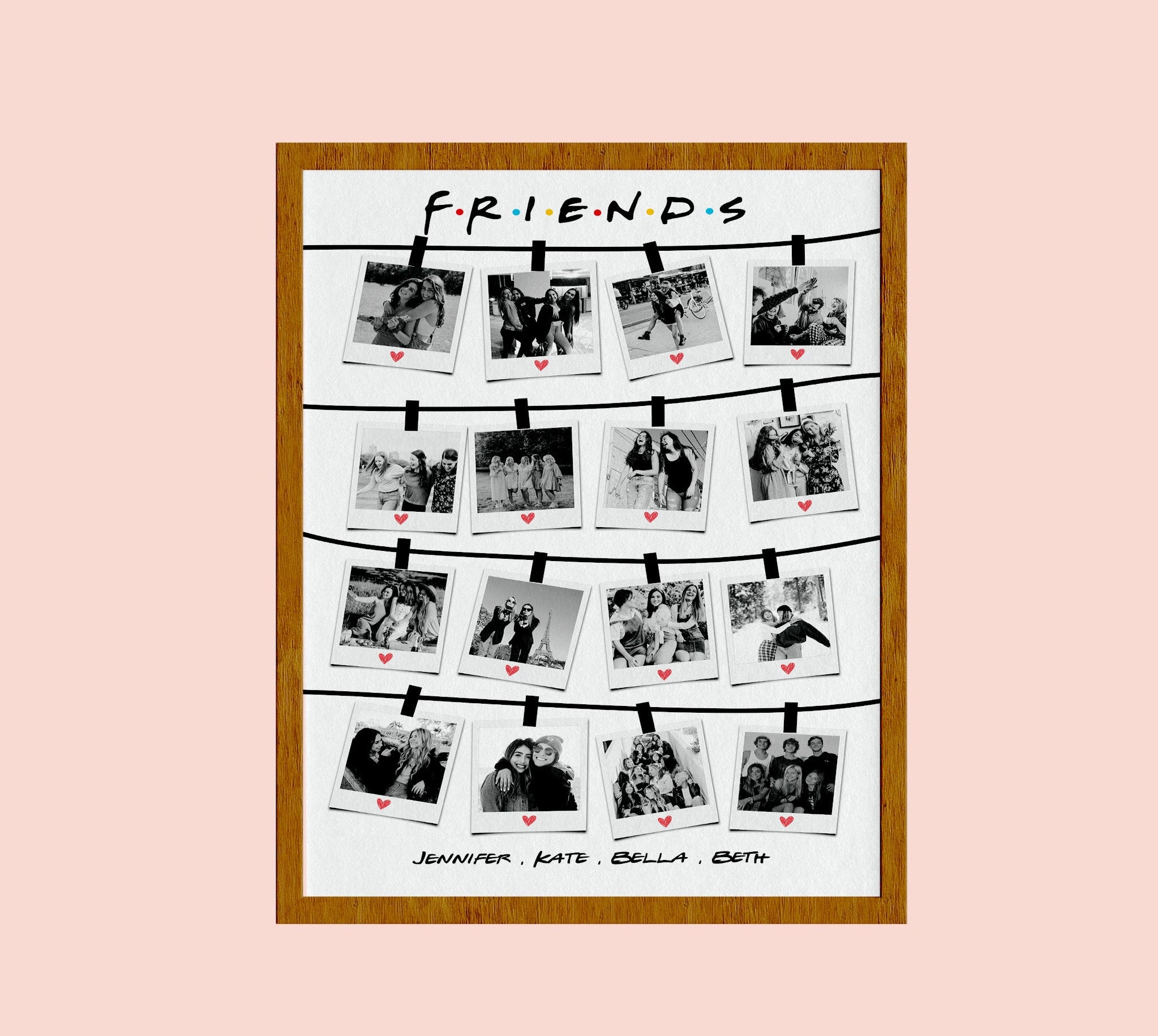 Best Friends Gift, Personalized BFF Print, Custom Bestie Art, Long Distance Friend Gift