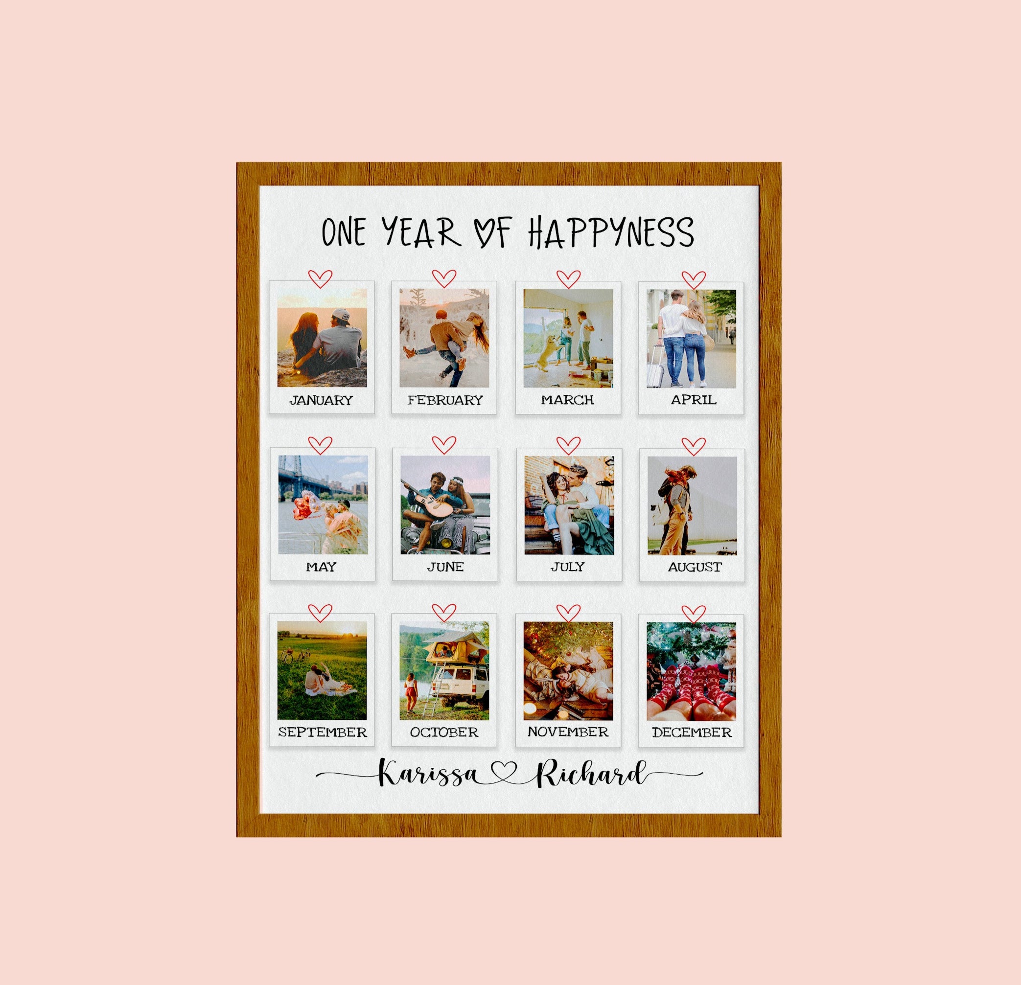 Personalized one year anniversary gift for couple, Polaroid photo collage gift for couple,  Wedding anniversary gift for couple