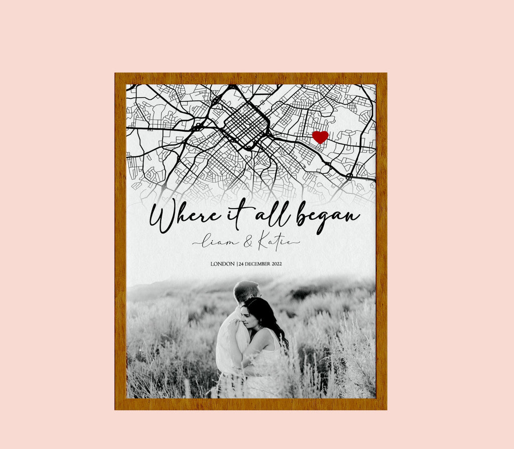 Where it all Began Custom Personalized gift for Couple | Anniversary, Custom Map Location