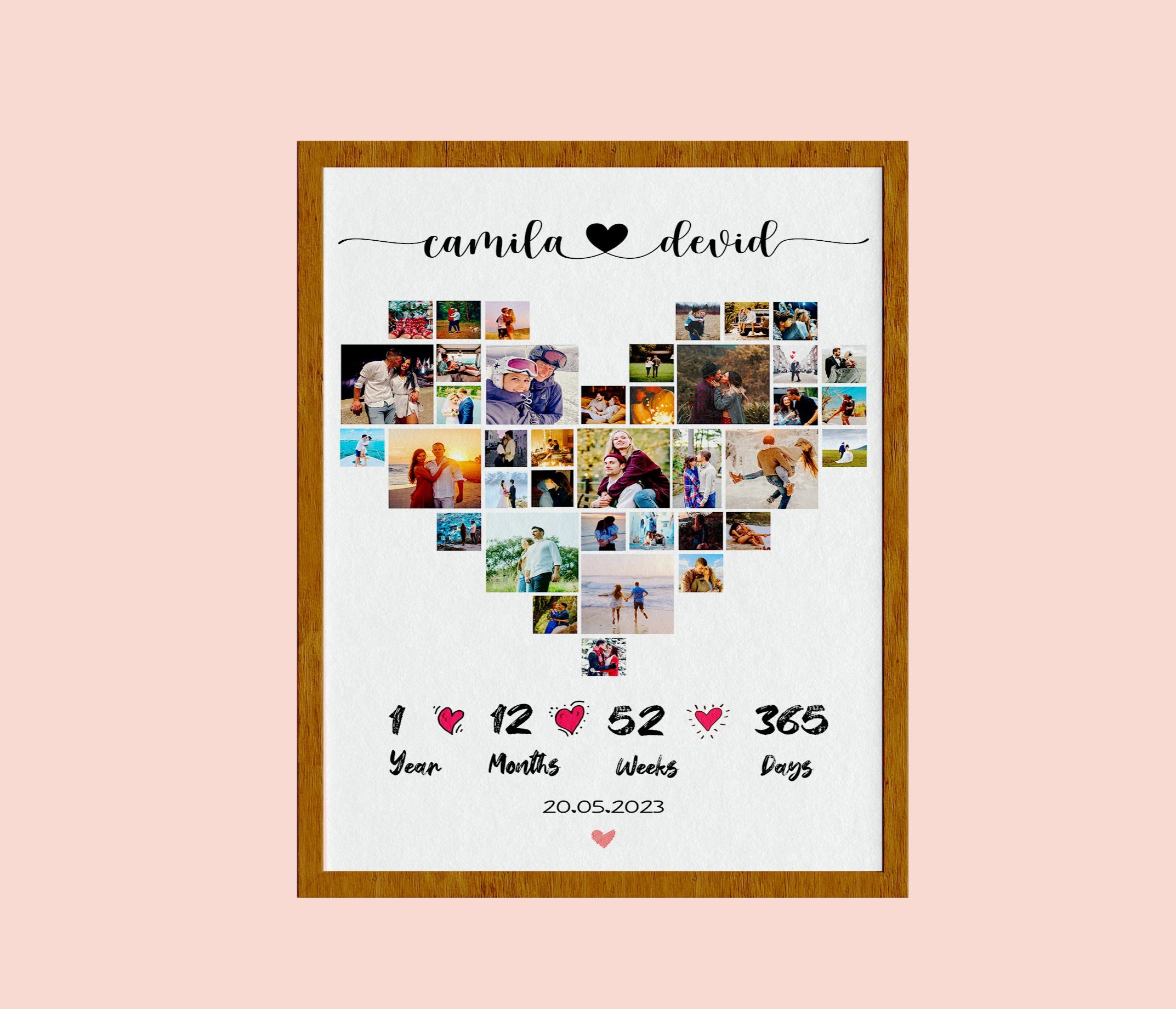 Personalized anniversary gift for couple, Polaroid photo collage gift for couple,  Wedding anniversary gift for couple