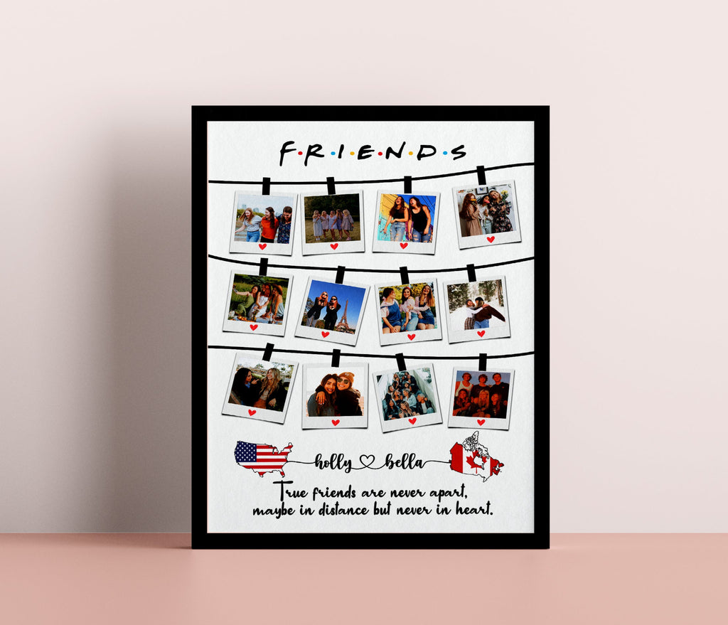 Long distance Personalized Two Map Location gift Best Friend , Bestie Photo collage gift ideas