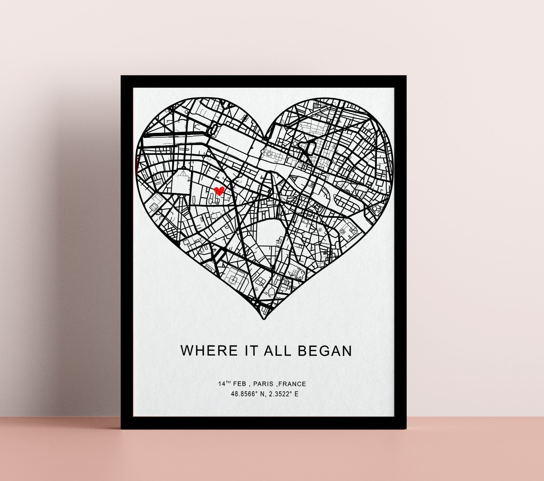 Anniversary Gifts, Where it all began, Where We Met Map, Custom Map Print, Birthday Gifts for her