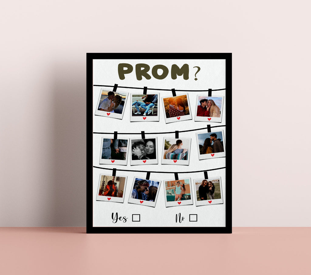 Promposal Gift for Her, Prom Asking Idea, Asking Girl to Prom |  prom asking photo collage poster idea for girlfriend