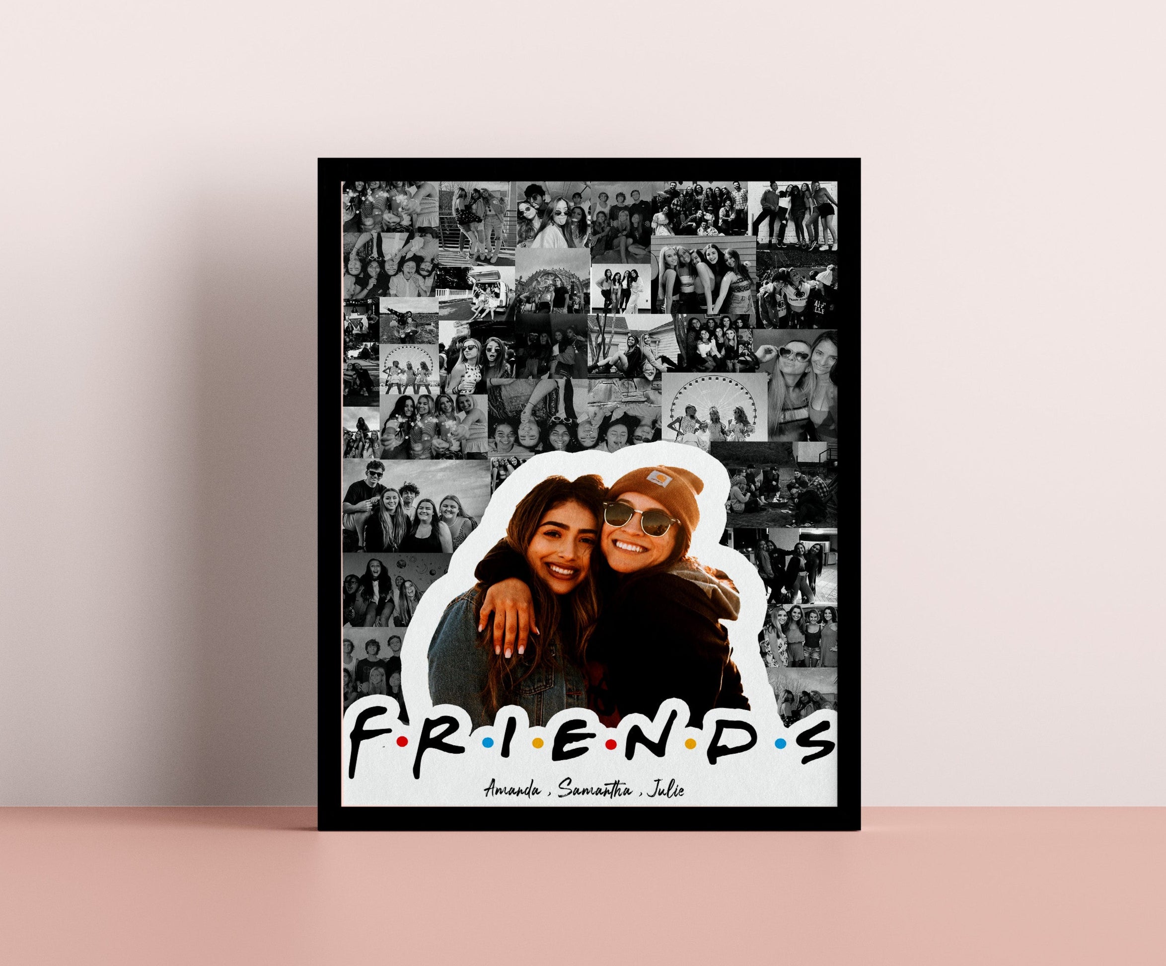 Best Friends Photo Cutout, Personalized Picture Gift, Bestie Photo Art, Friendship Wall Decor
