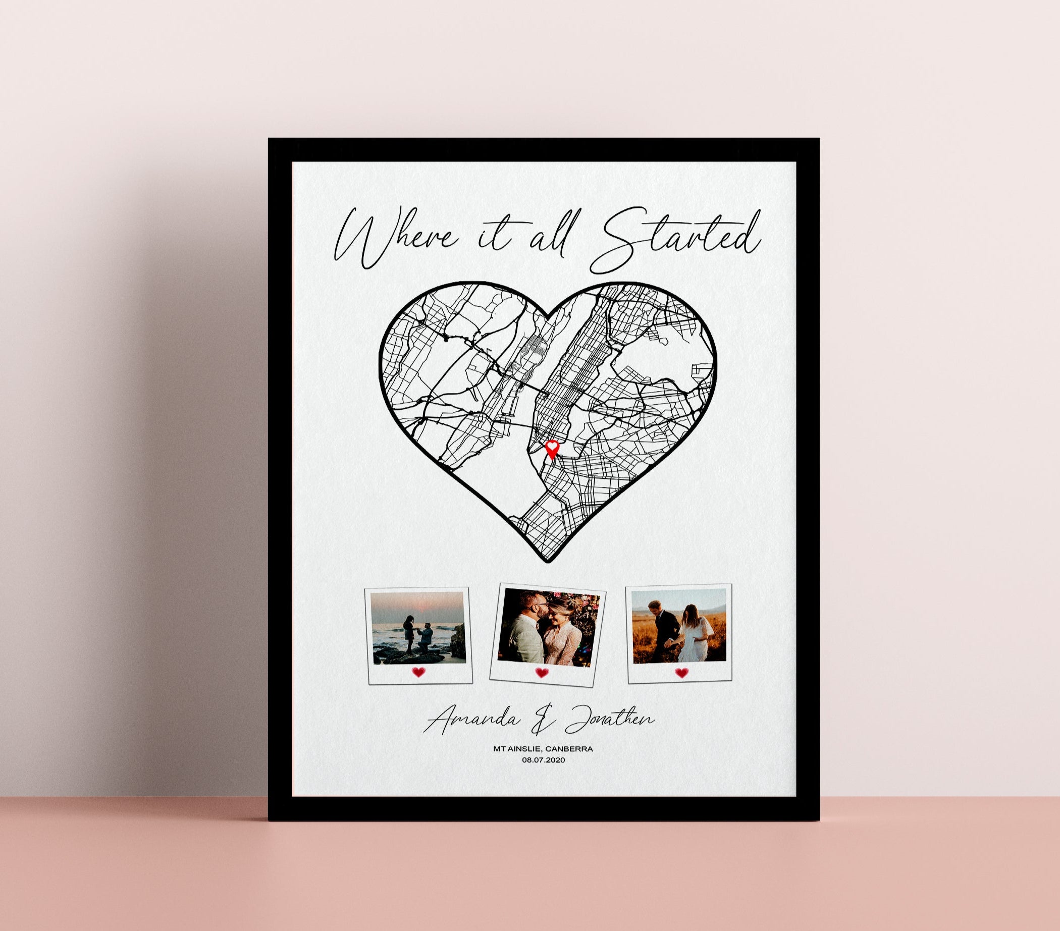Our First Date Memory, The Night We Met, Where We Met, Custom Heart Map, Custom Map Personalized
