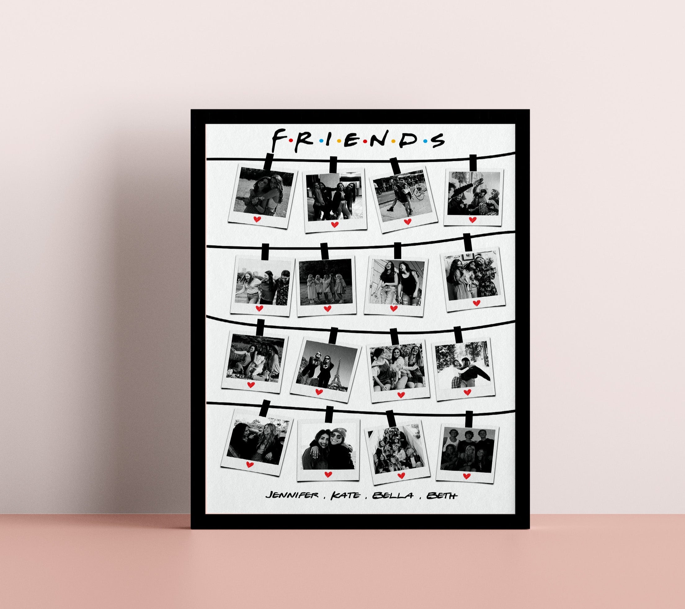 Best Friends Gift, Personalized BFF Print, Custom Bestie Art, Long Distance Friend Gift
