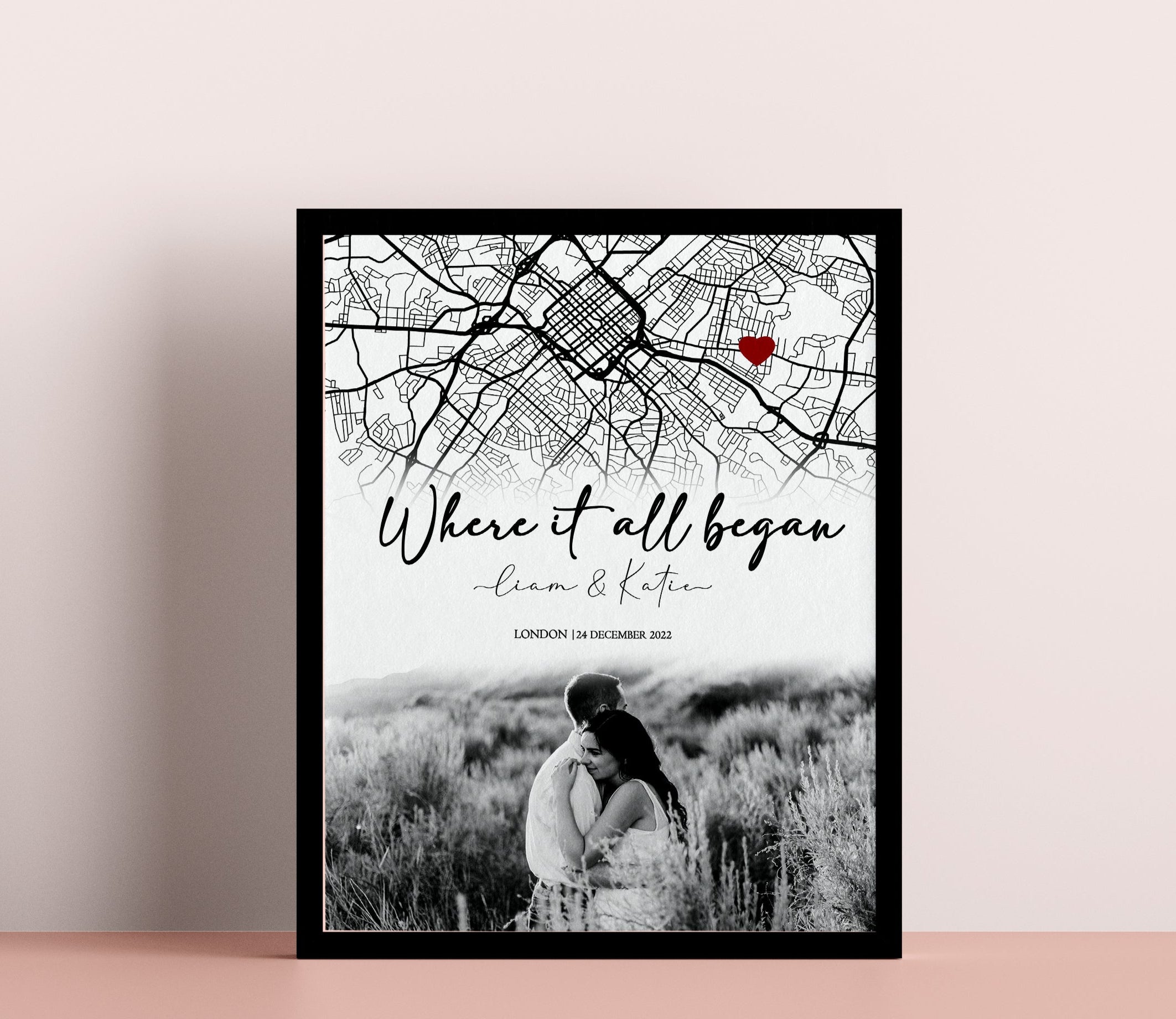 Where it all Began Custom Personalized gift for Couple | Anniversary, Custom Map Location