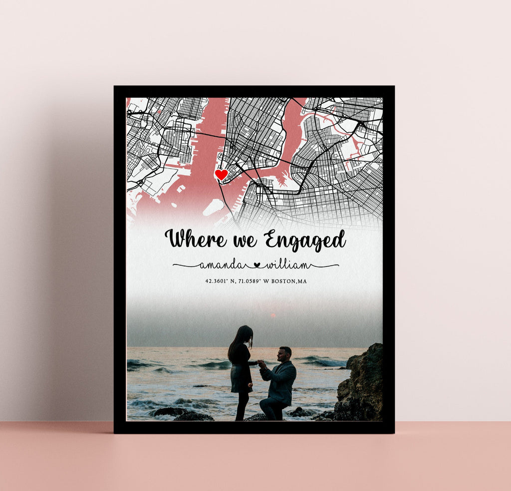 Where It All Began Map, Custom Map Art,Couple Map Gift,Love Story Map,Anniversary Gift