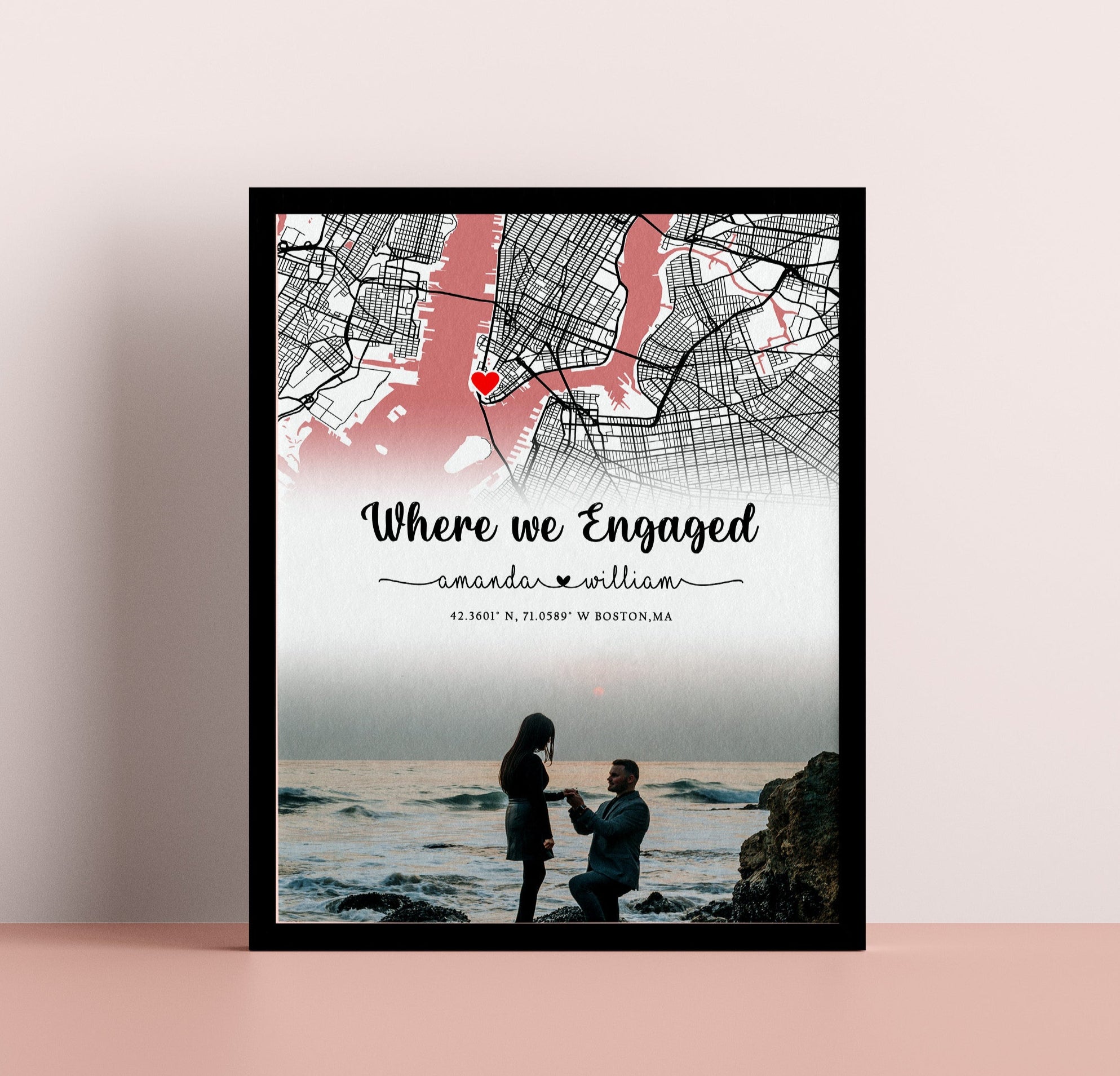 Where It All Began Map, Custom Map Art,Couple Map Gift,Love Story Map,Anniversary Gift