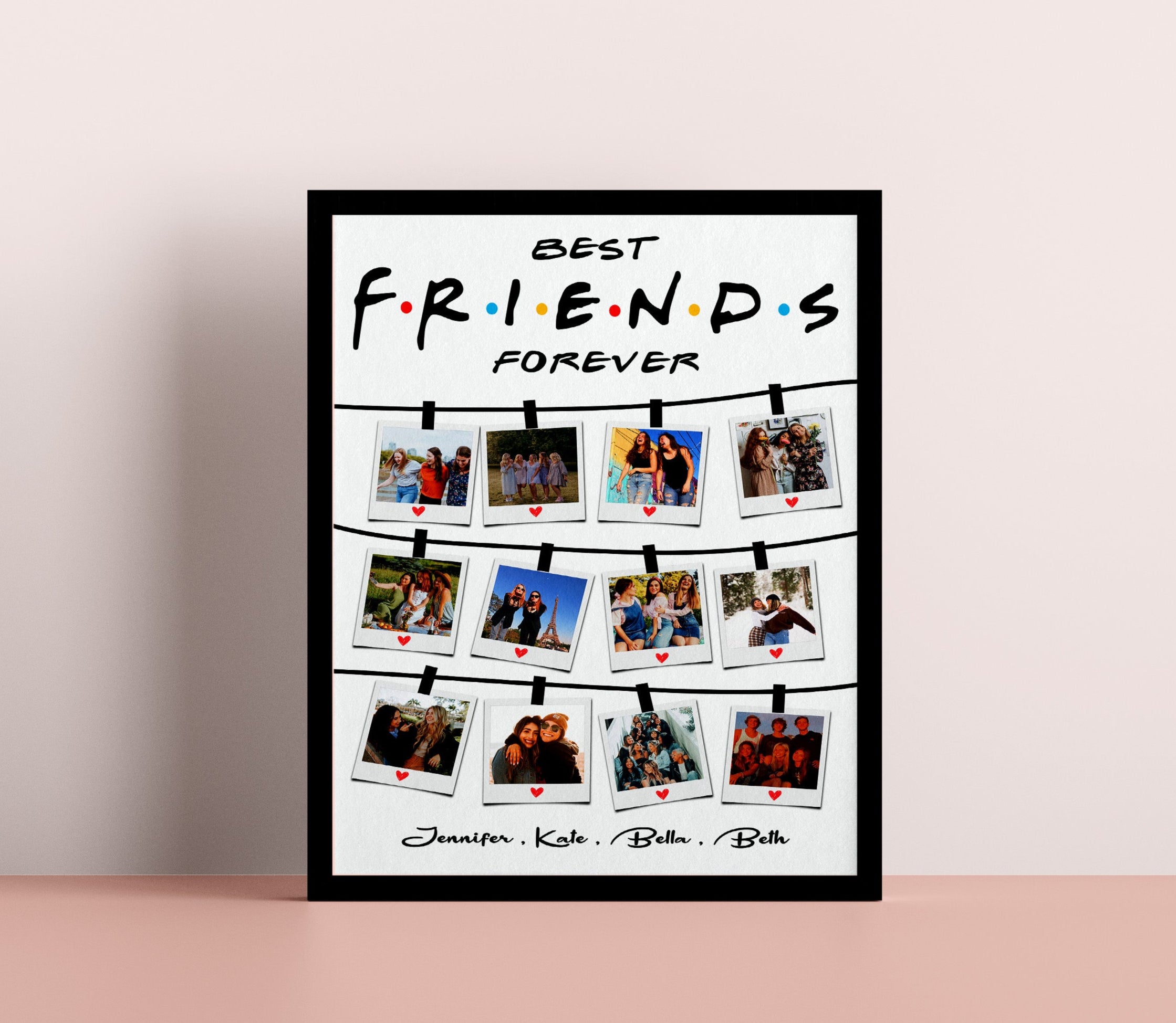 Best Friend Gifts, Best Friends Photo Collage, Personalized Best Friend Keepsake, Bestie Gift