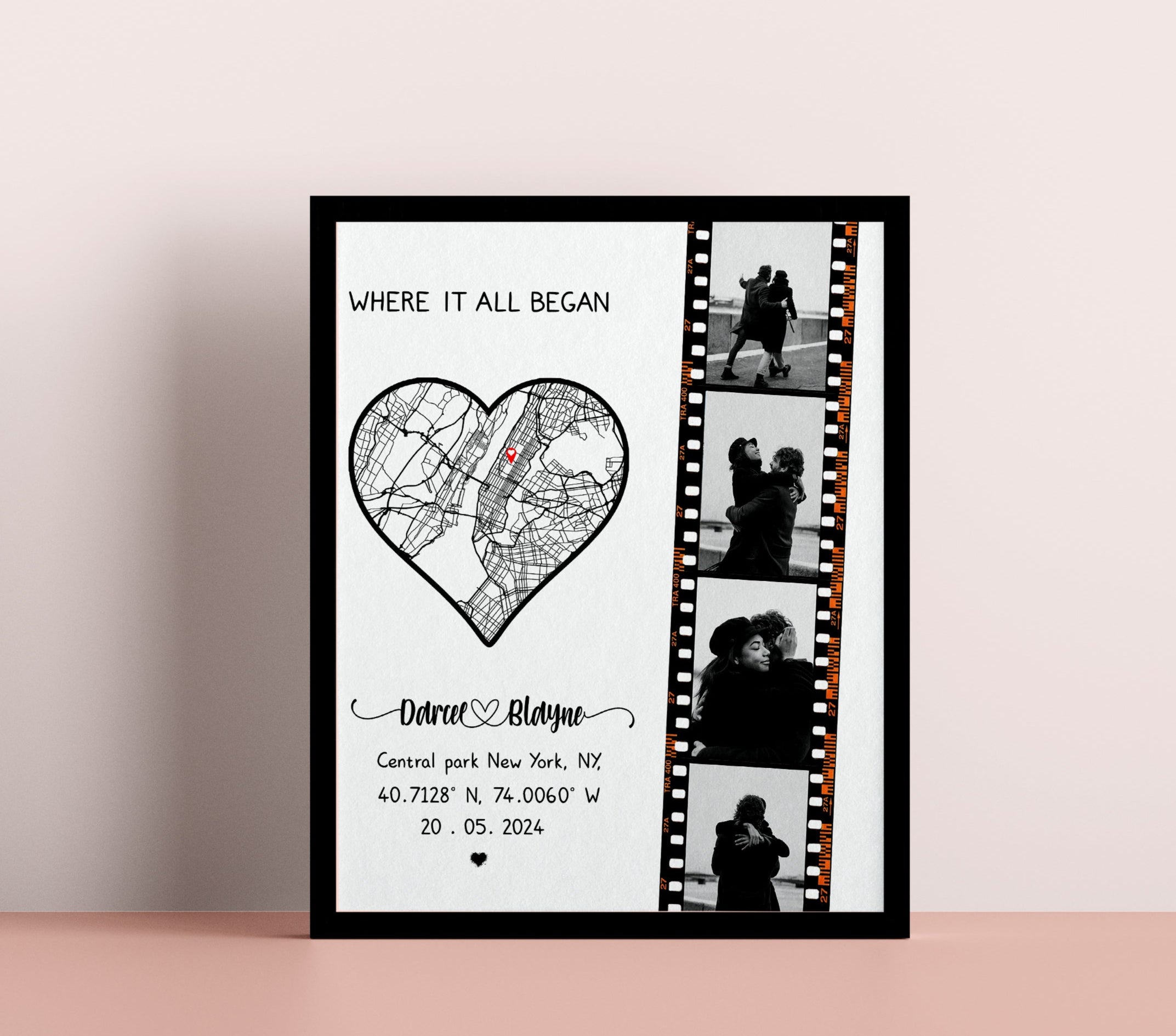 Engagement Gift | Engagement Map Print | Couples Gift | Personalised Map Print