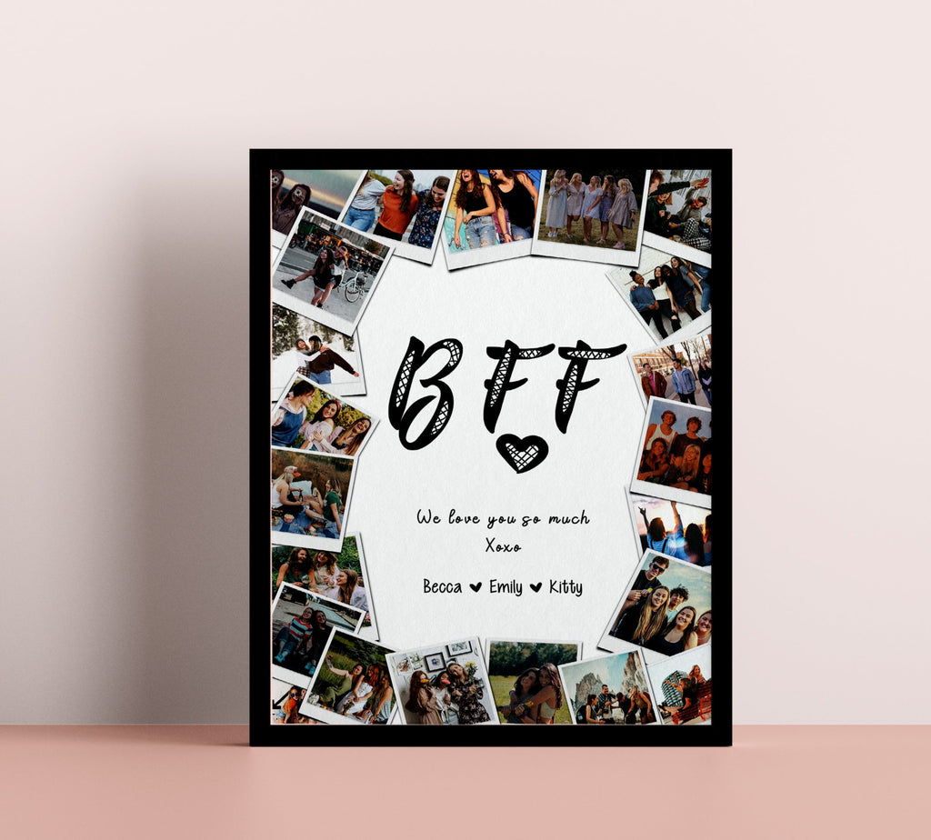 Custom BFF Photo Collage Gift, 25 Picture Best Friend Frame, Personalized Bestie Wall Art