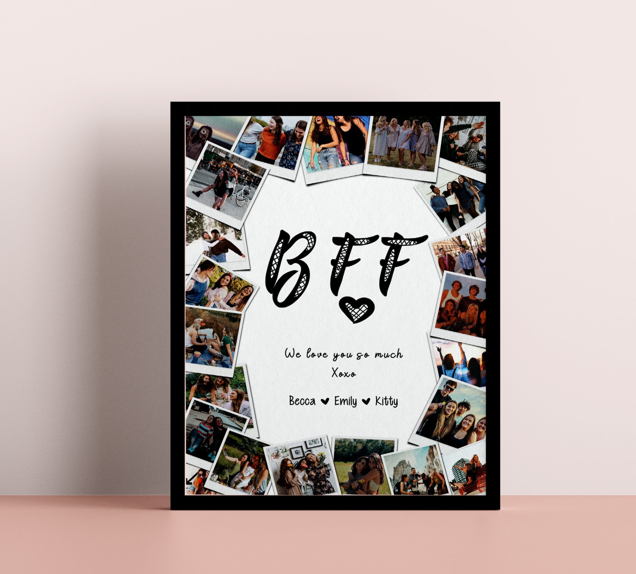 Custom BFF Photo Collage Gift, 25 Picture Best Friend Frame, Personalized Bestie Wall Art