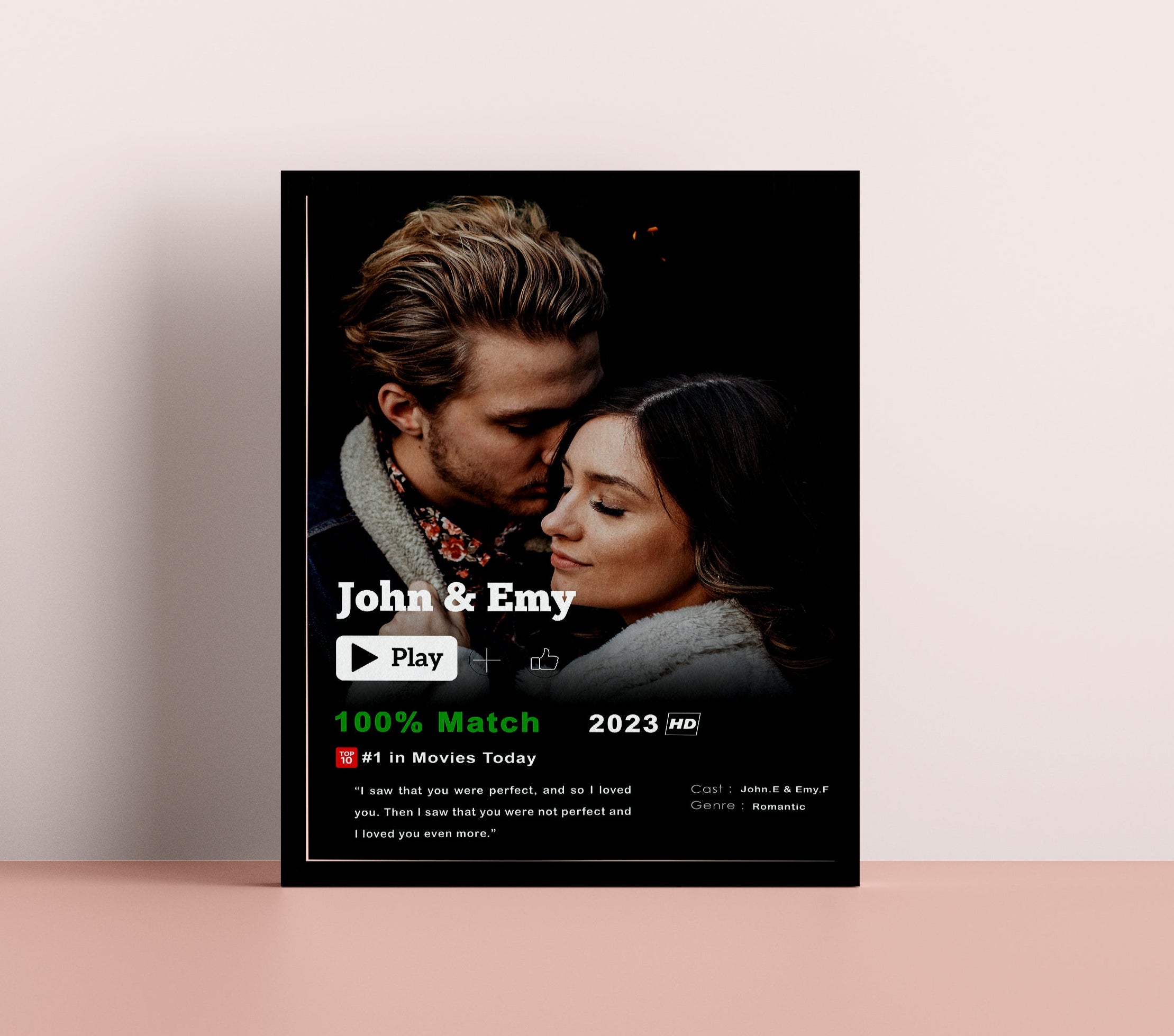 Personalised Netflix Movie Poster Print - Netflix Couple Gift, Netflix Themed Anniversary Gift