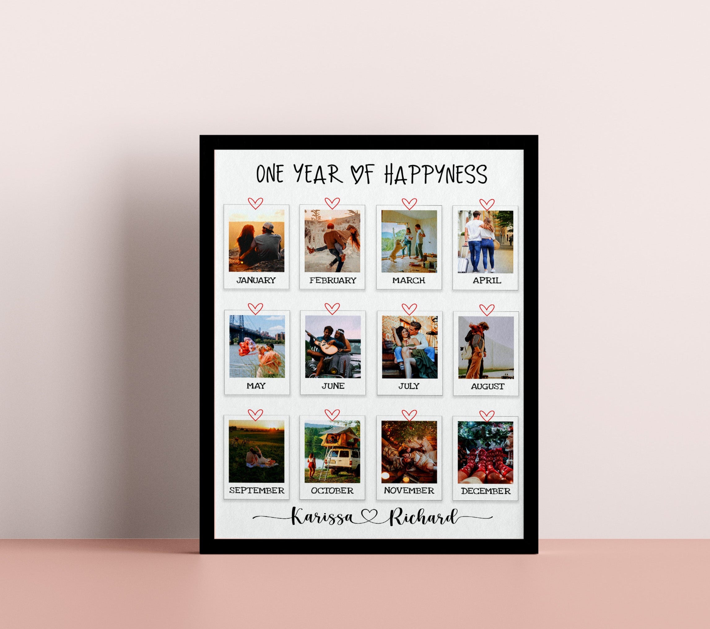 Personalized one year anniversary gift for couple, Polaroid photo collage gift for couple,  Wedding anniversary gift for couple