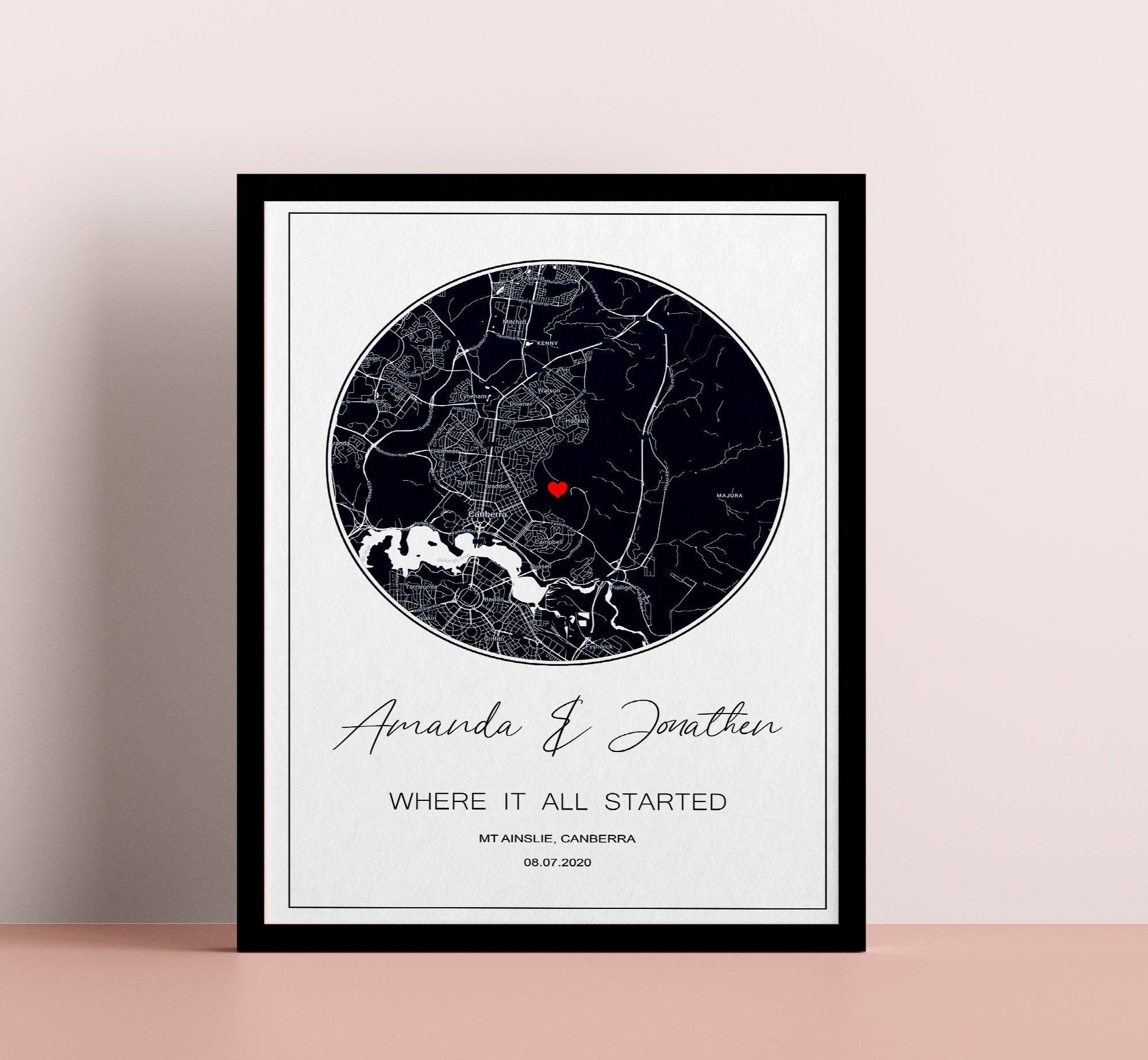 Where We Met Map/ Where it all began/ Couple Map Personalized Anniversary Gift