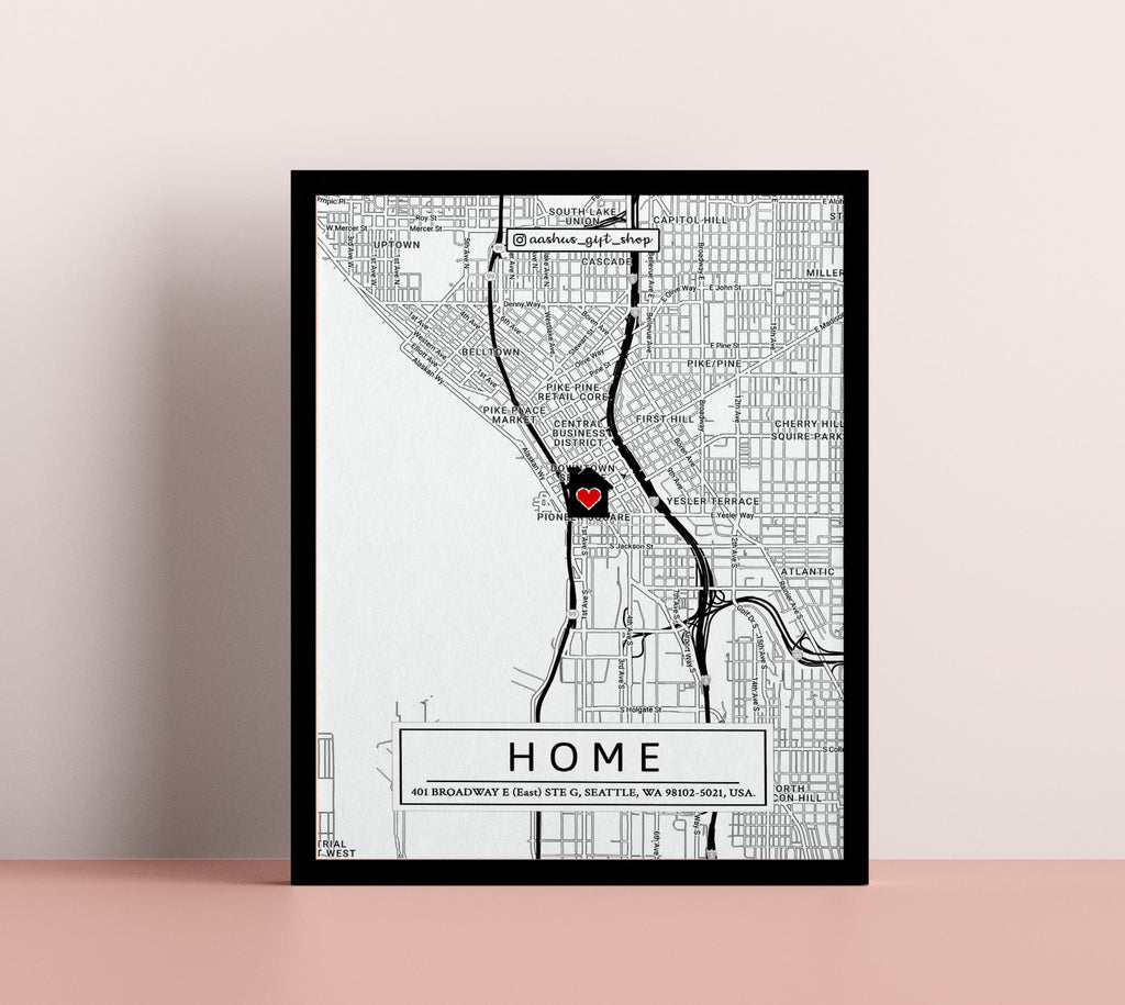 New Home gift, Housewarming Gift for couple, New House Map, First Home Gift idea, Our First Home