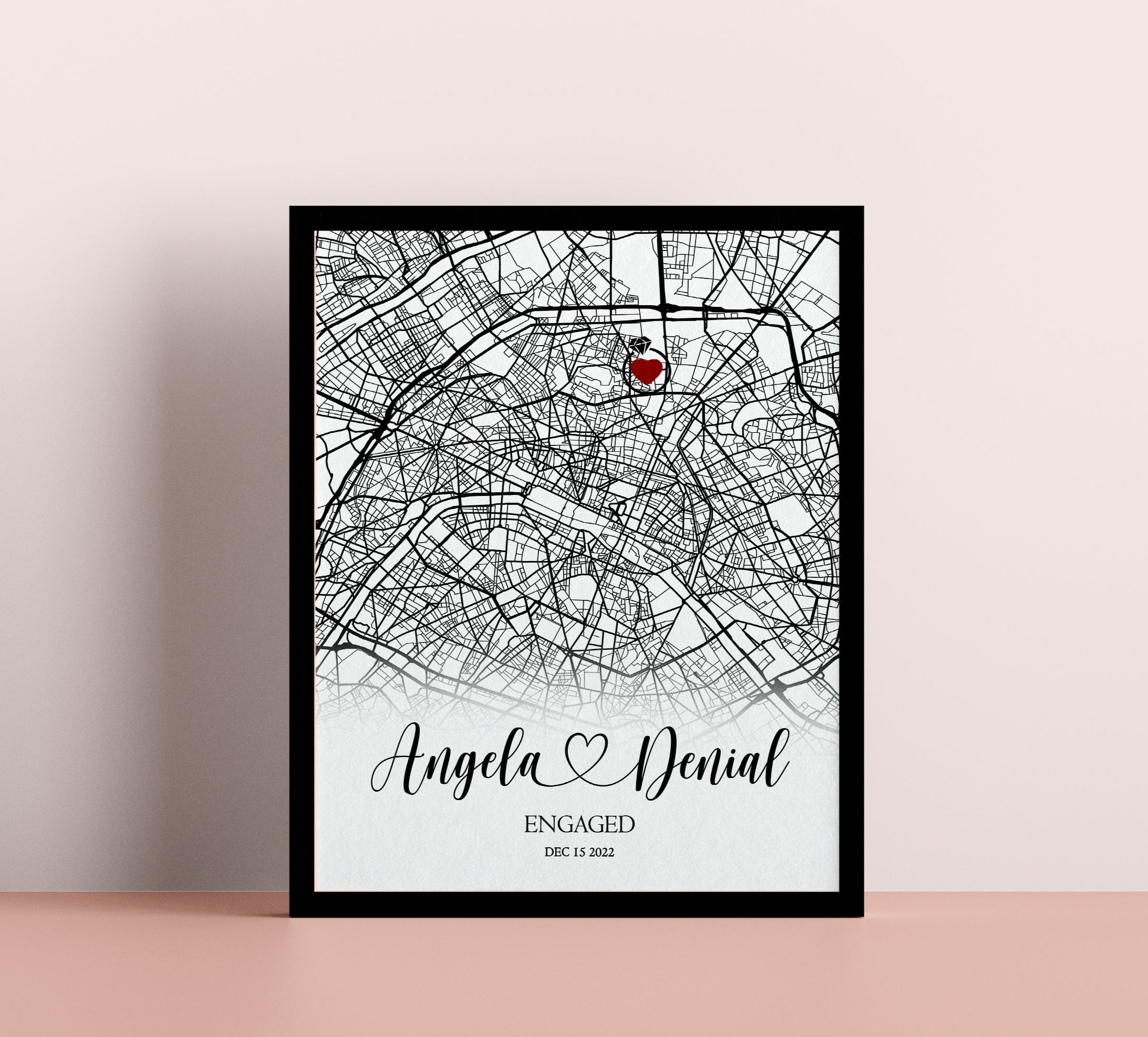 Personalised Engagement Map Present | Gift for Engaged Couple | Just Engaged Special Place Gift
