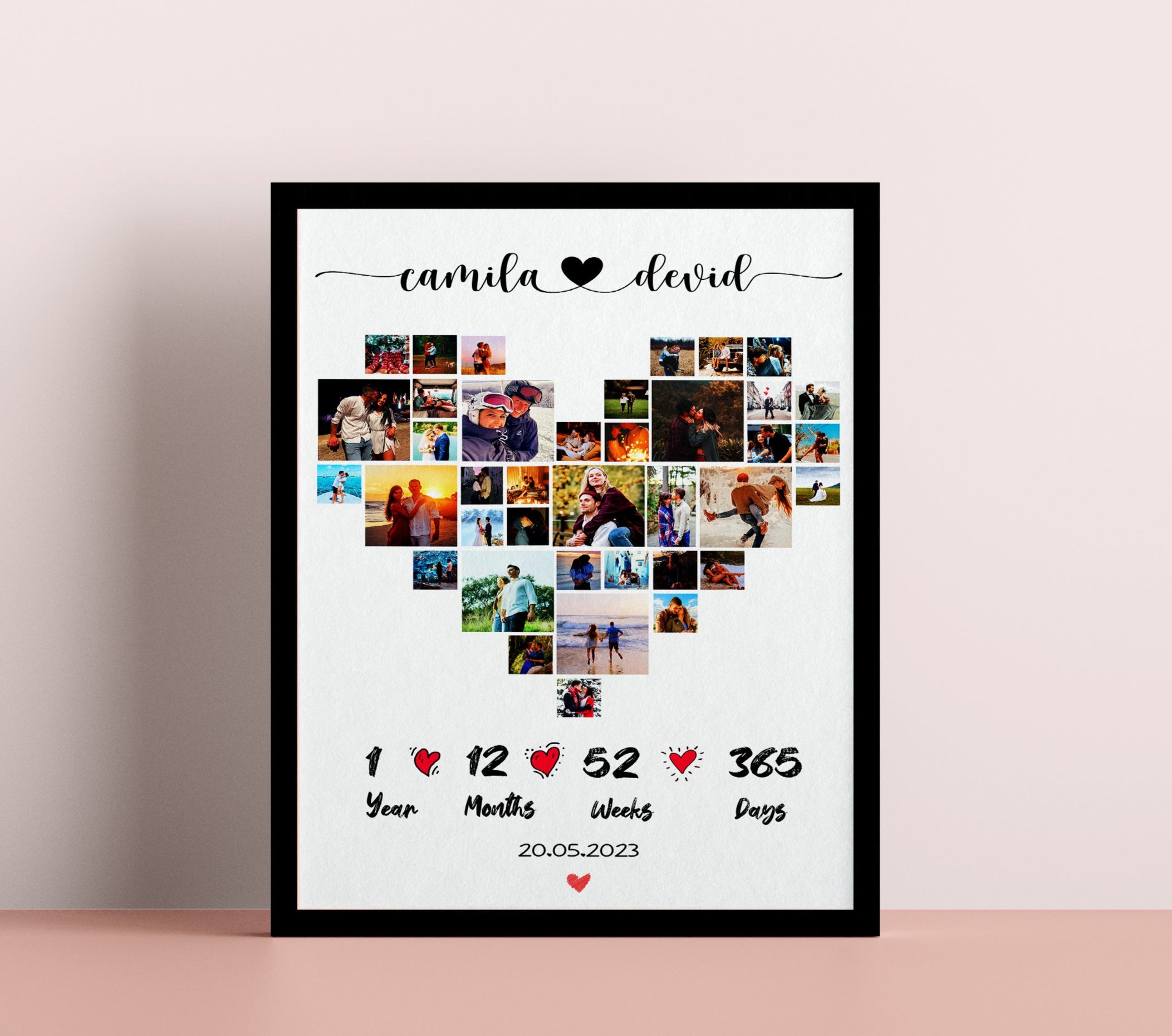 Personalized anniversary gift for couple, Polaroid photo collage gift for couple,  Wedding anniversary gift for couple