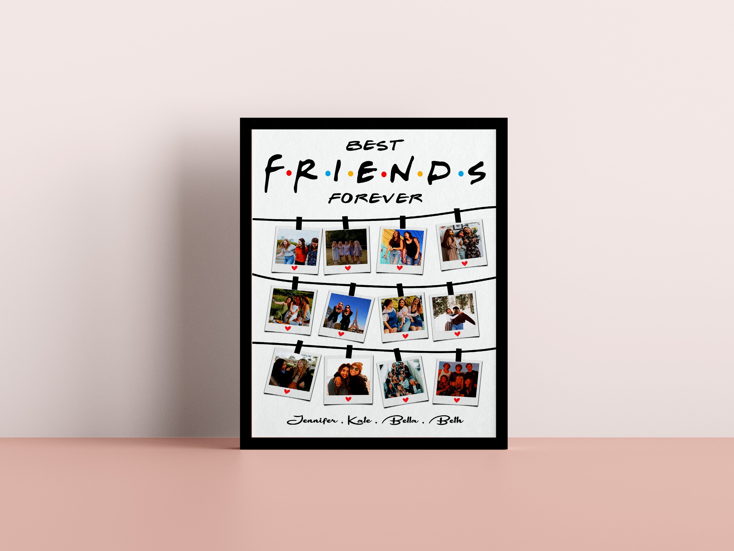 Friends photo collage, personalized gift, custom photo frame, best friend memories, birthday gift