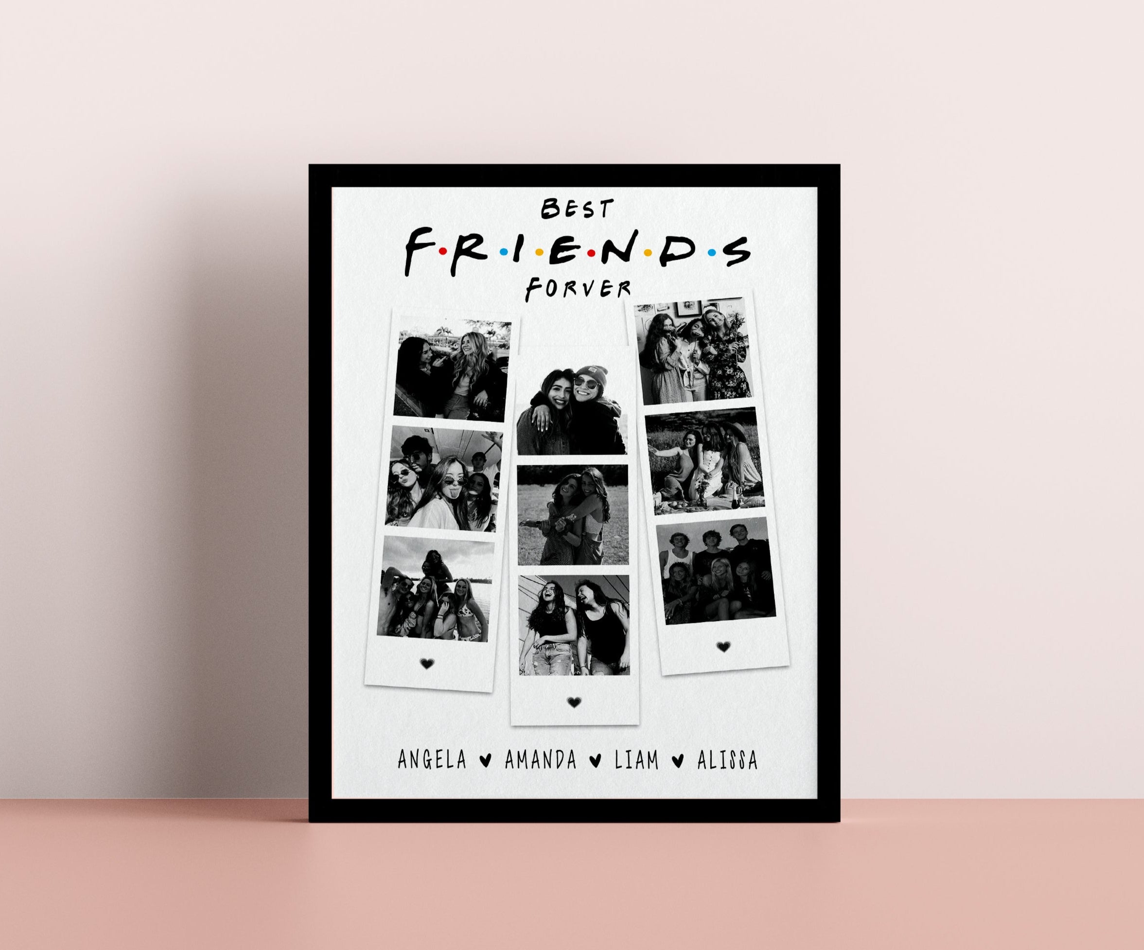 Photo booth inspired photo collage , Personalized Best Friend Keepsake, Bestie Gift,