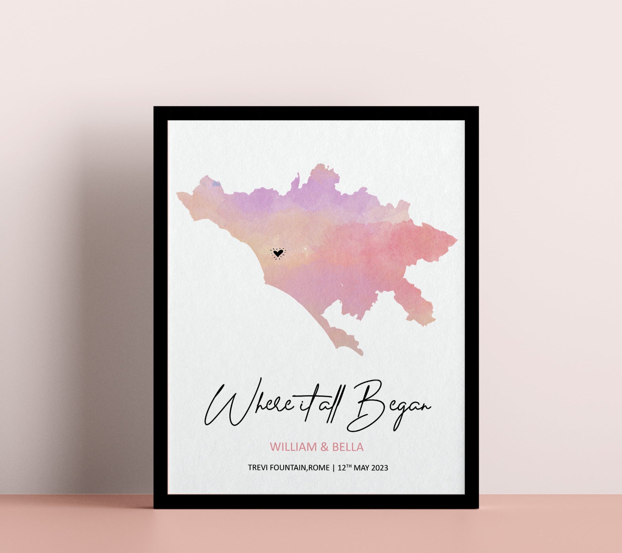 Where it all began, Where We Met Map, Custom Map Print, Birthday Gift, Anniversary Gift