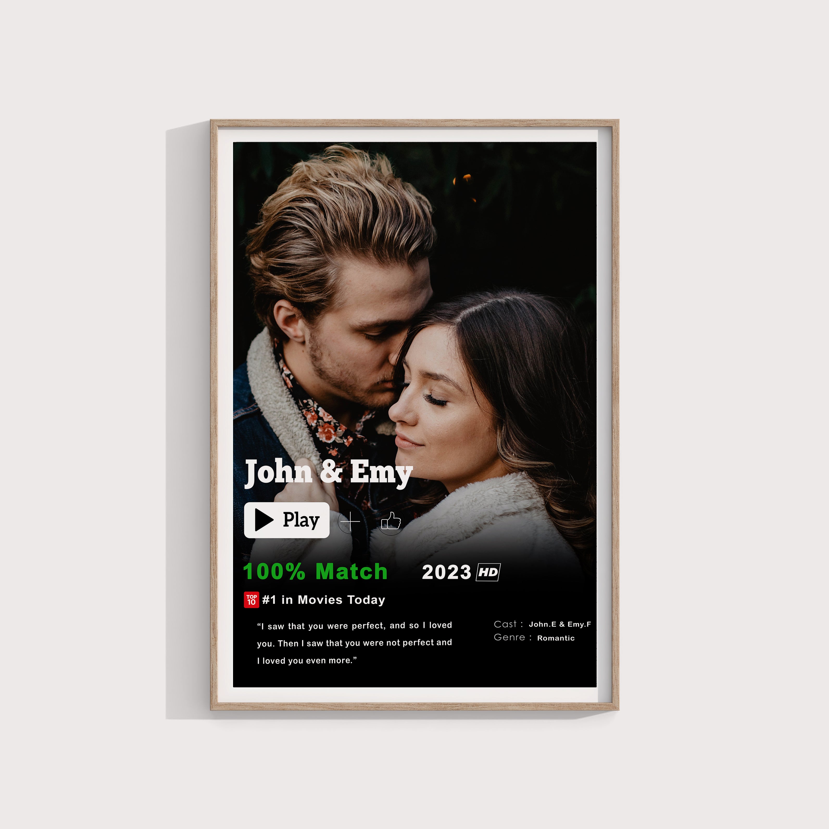 Personalised Netflix Movie Poster Print - Netflix Couple Gift, Netflix Themed Anniversary Gift