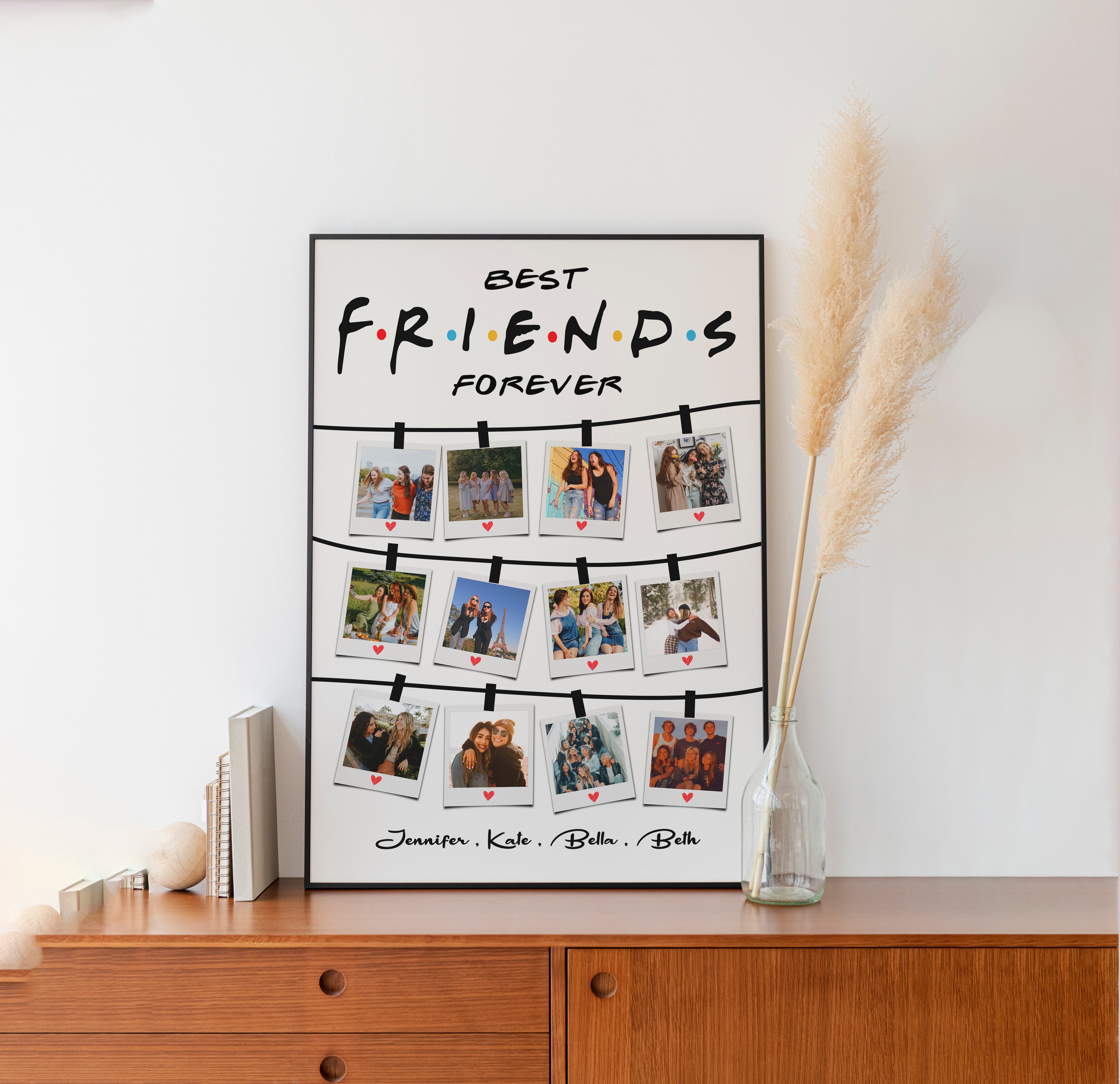 Friends photo collage, personalized gift, custom photo frame, best friend memories, birthday gift