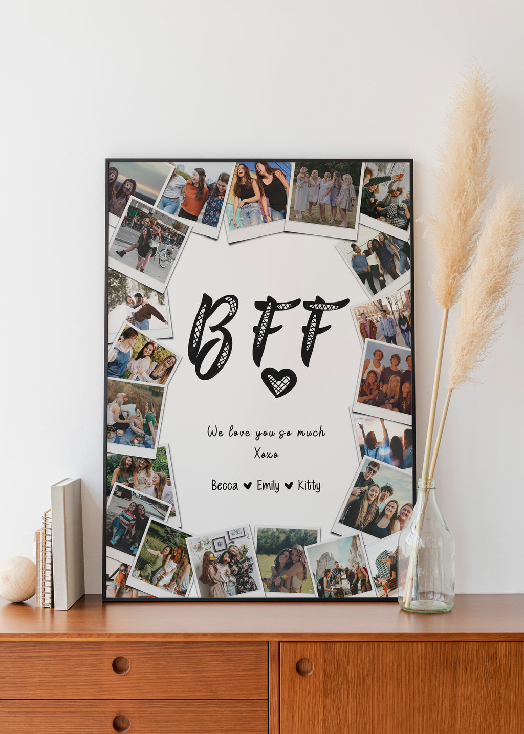 Custom BFF Photo Collage Gift, 25 Picture Best Friend Frame, Personalized Bestie Wall Art