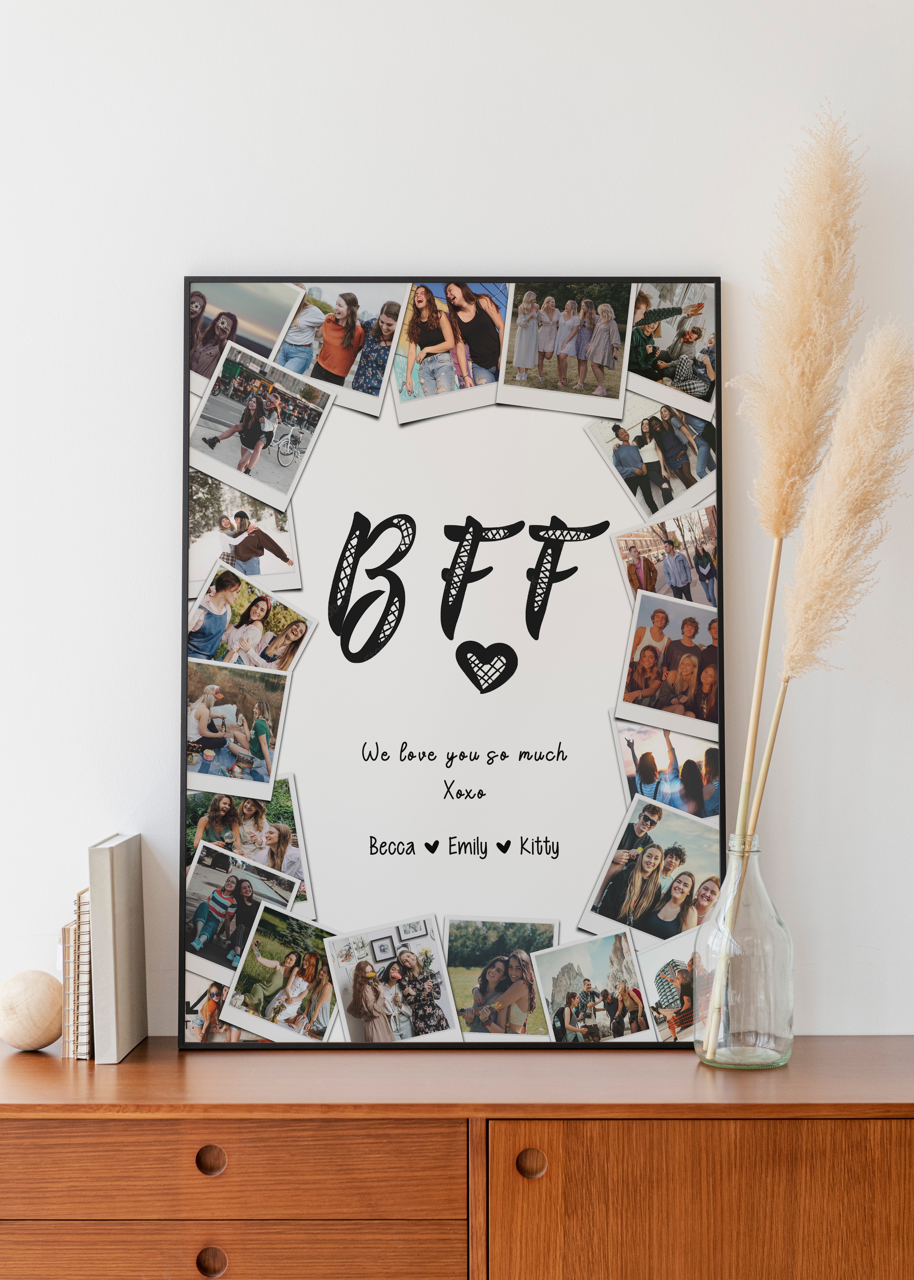 Custom BFF Photo Collage Gift, 25 Picture Best Friend Frame, Personalized Bestie Wall Art
